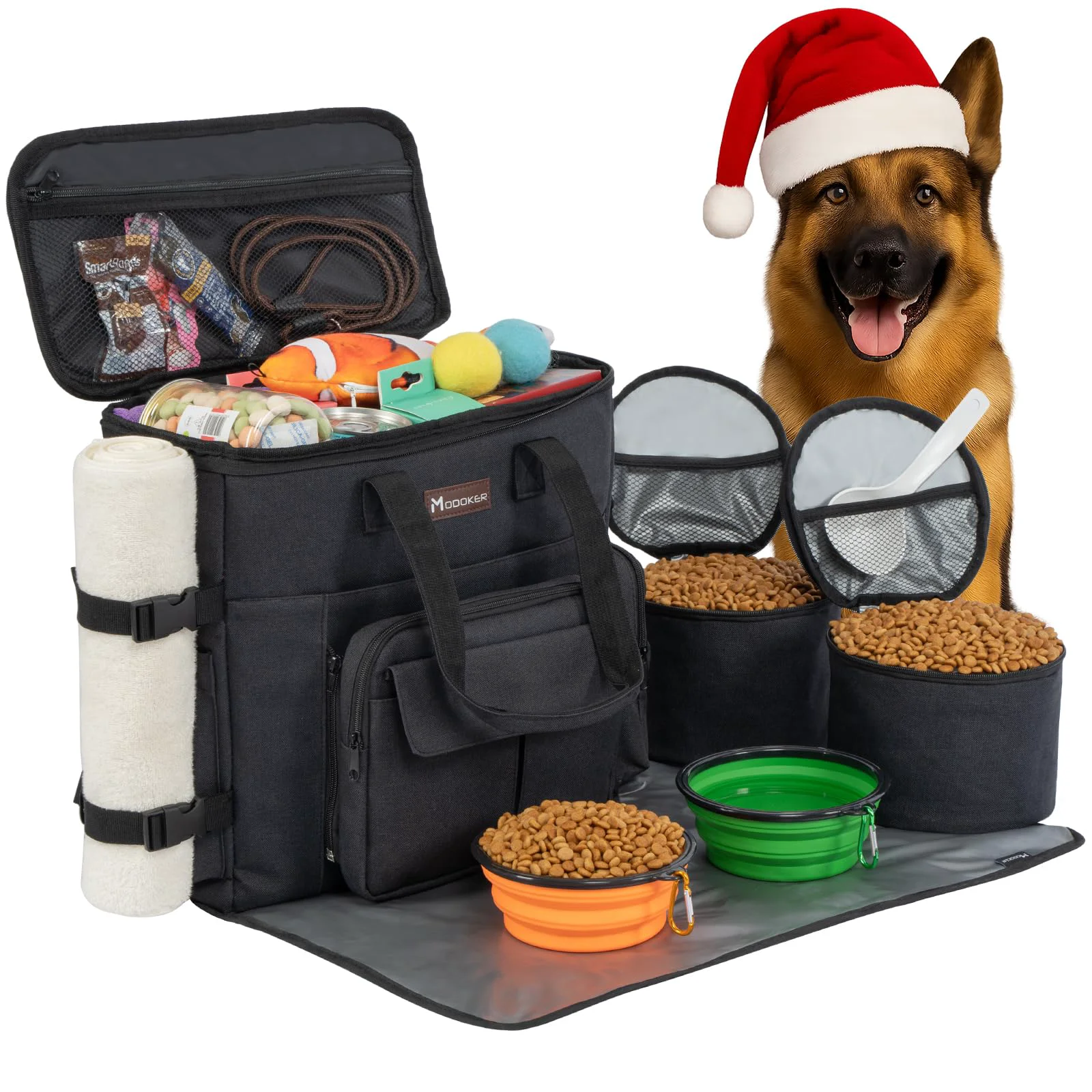 World-Class Modoker Dog Travel Bag with 2 Collapsible Bowls – Airline Organizer Minimalist