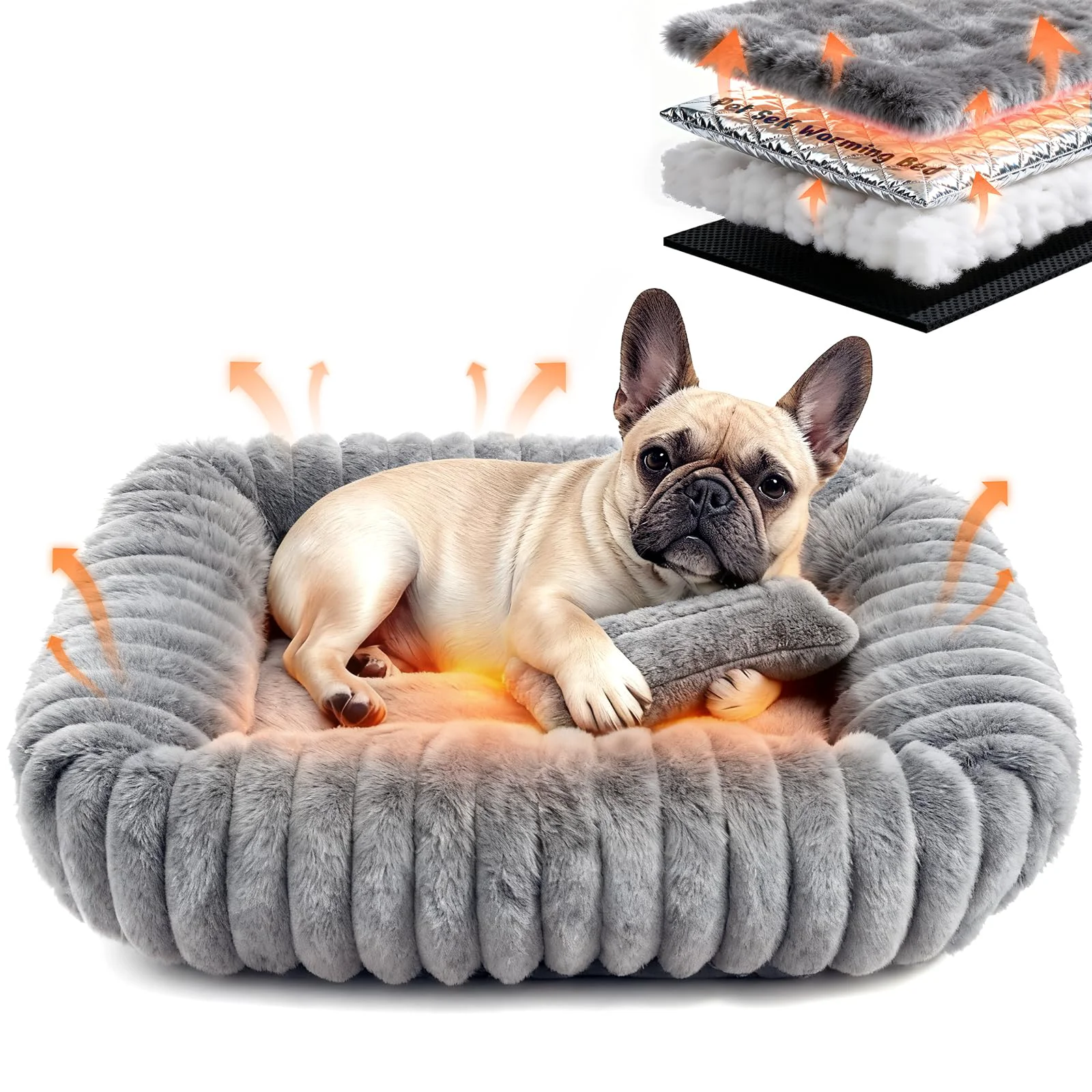Official QOKO Self-Warming Dog Bed for Small Medium Pets – Washable Plush Non-Slip Green