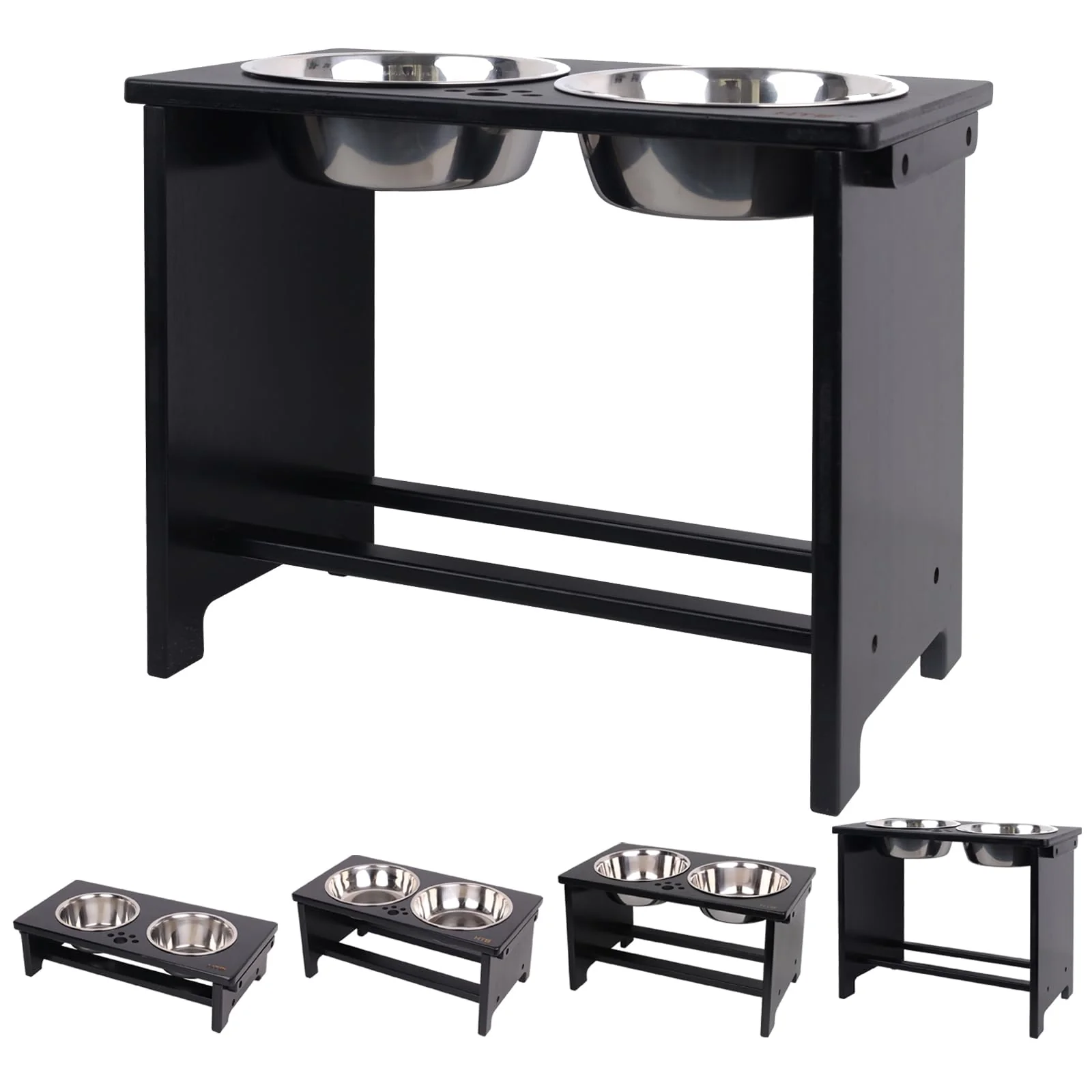 Expertly Made HTB d Dog Bowls – Raised Bowl Stand with 2 Stainless Steel Bowls Excellent