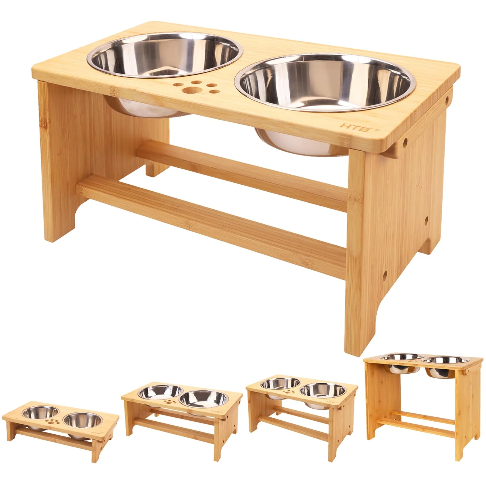 Relaxed HTB d Dog Bowls – Raised Stand with 2 Stainless Steel Bowls for All Dog Sizes Trusted