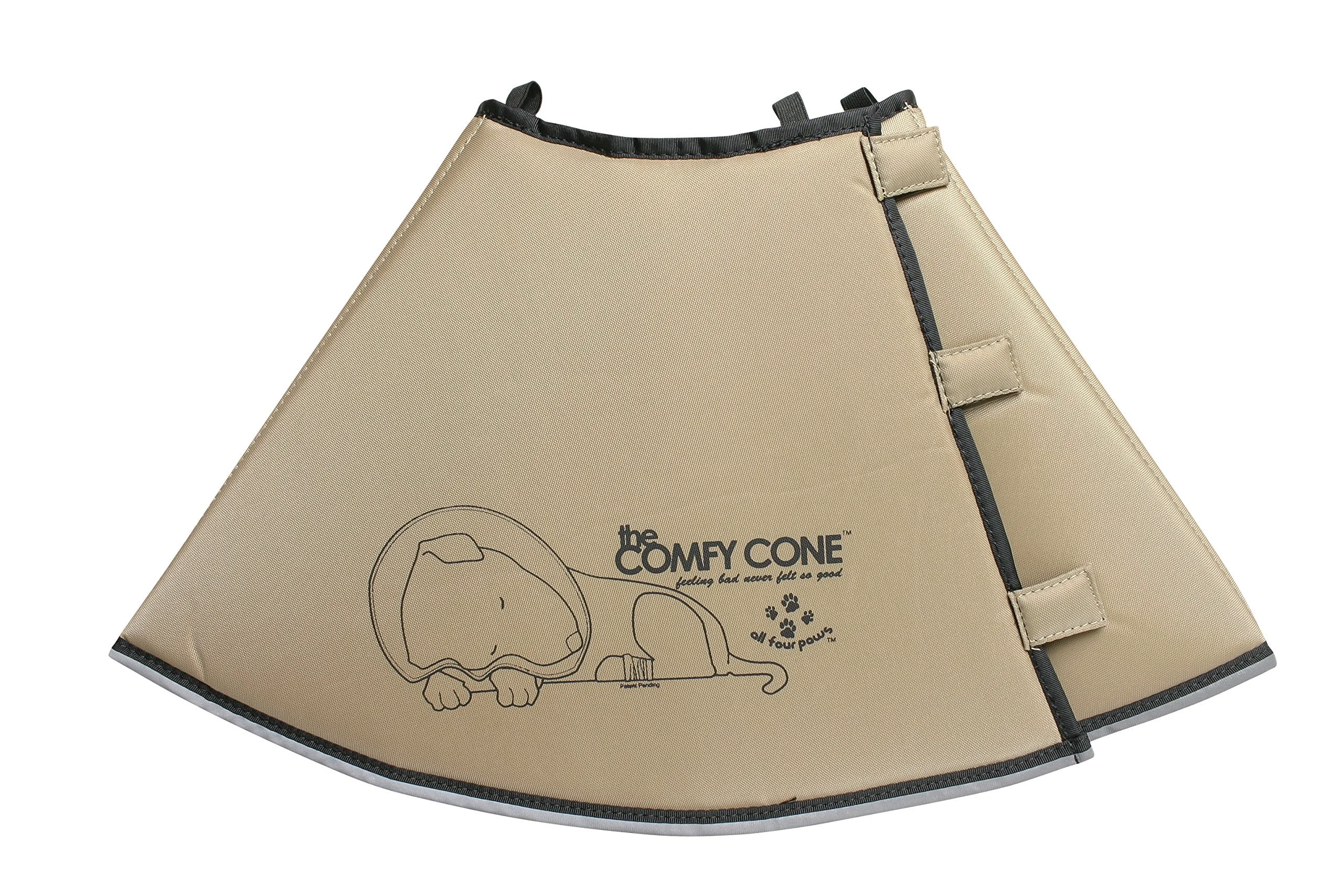 Reusable All Four Paws Comfy Cone – Soft Recovery Cone for Dogs Cats Medium Extra-Long – Tan Elite
