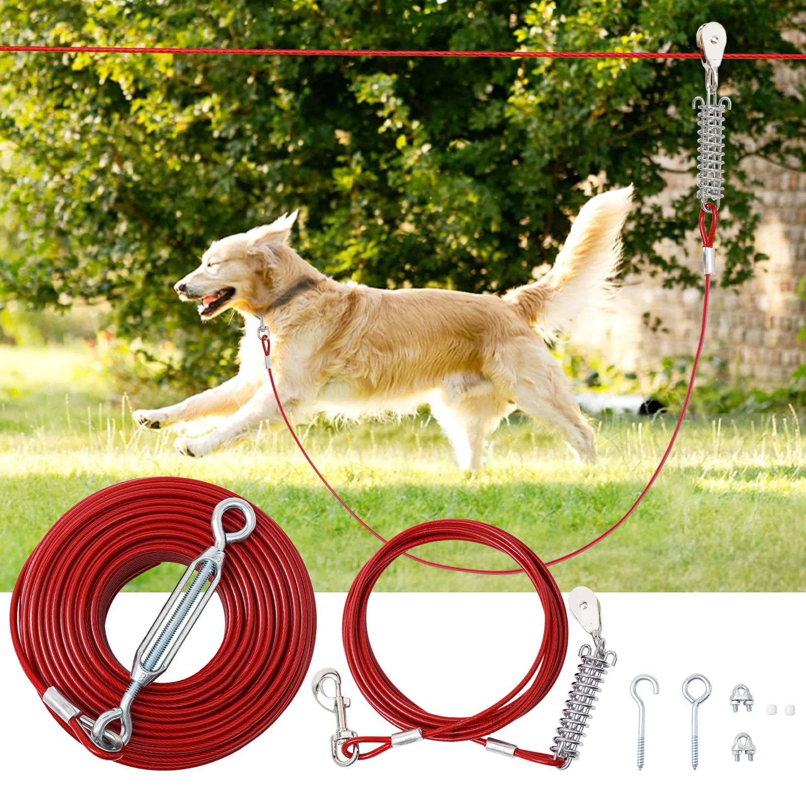 World-Class LUFFWELL 150FT Dog Runner with 10FT Tie Out Cable — Heavy Duty Trolley System for Large Dogs Up to 250 lbs Innovative