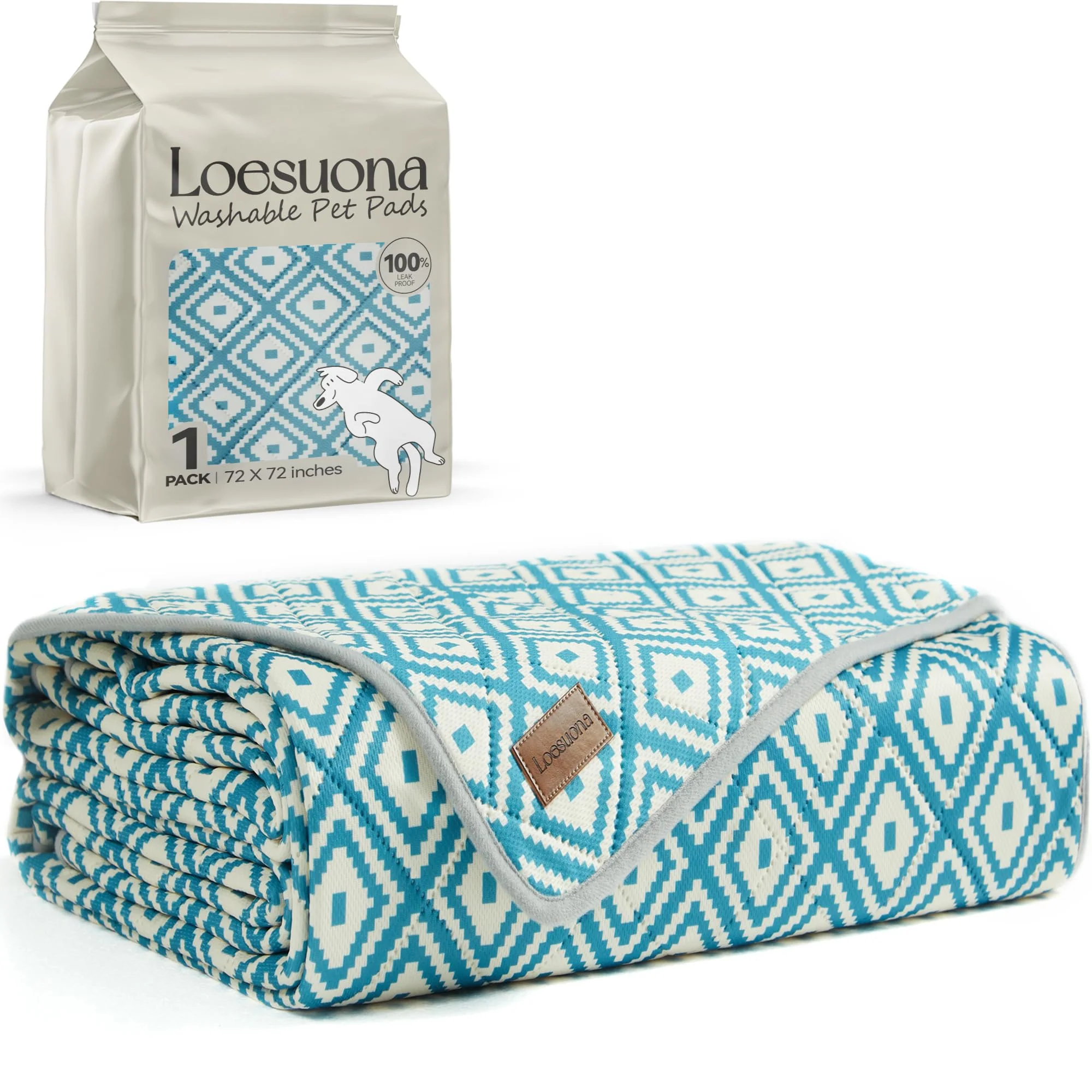 Healthy Loesuona Washable Pee Pads for Dogs - Extra Thick Absorbent Waterproof Non-Slip 72x72 Verified