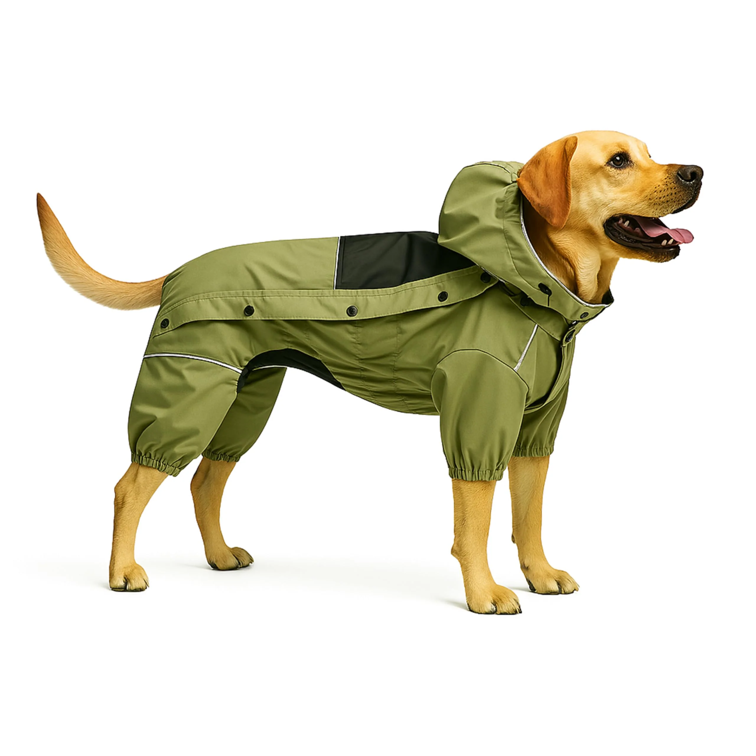 Organic Lovelonglong Fleece-Lined Dog Raincoat with Removable Hood – Waterproof Winter Jacket Green 4XL Convenient
