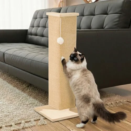 Expertly Made PETKARAY Couch Corner Cat Scratcher — 28'' Sisal Corner Post for Sofa Protection Dependable