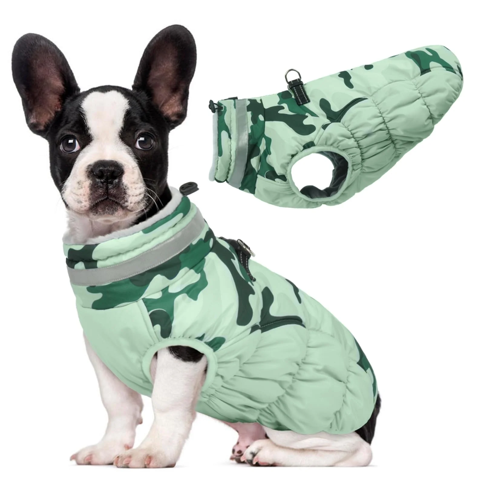 Enhanced LeLePet Warm Dog Winter Coat with Harness — Waterproof Reflective Windproof Fleece Vest Medium M Modern