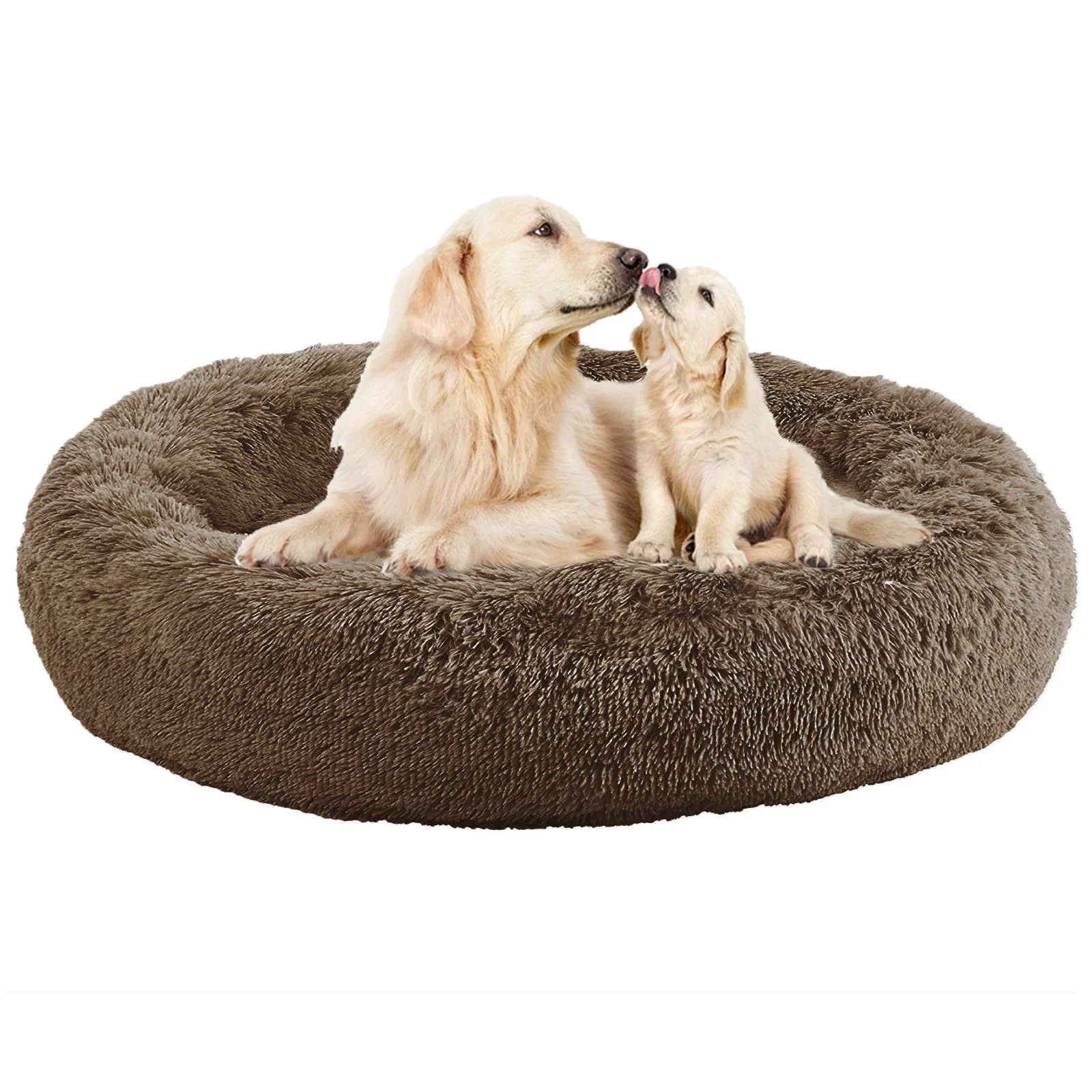 High-Grade Nisrada Round Dog Bed 36in – Calming Washable Plush Bed for Medium to Large Dogs Anti-Slip Bottom Excellent