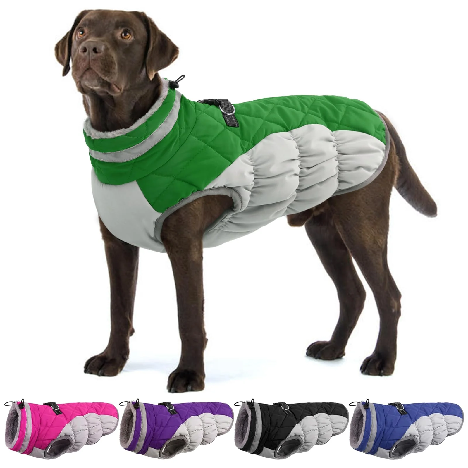 Premium Material OUOBOB XXL Waterproof Dog Coat – Green Winter Jacket for Golden Retrievers Effective