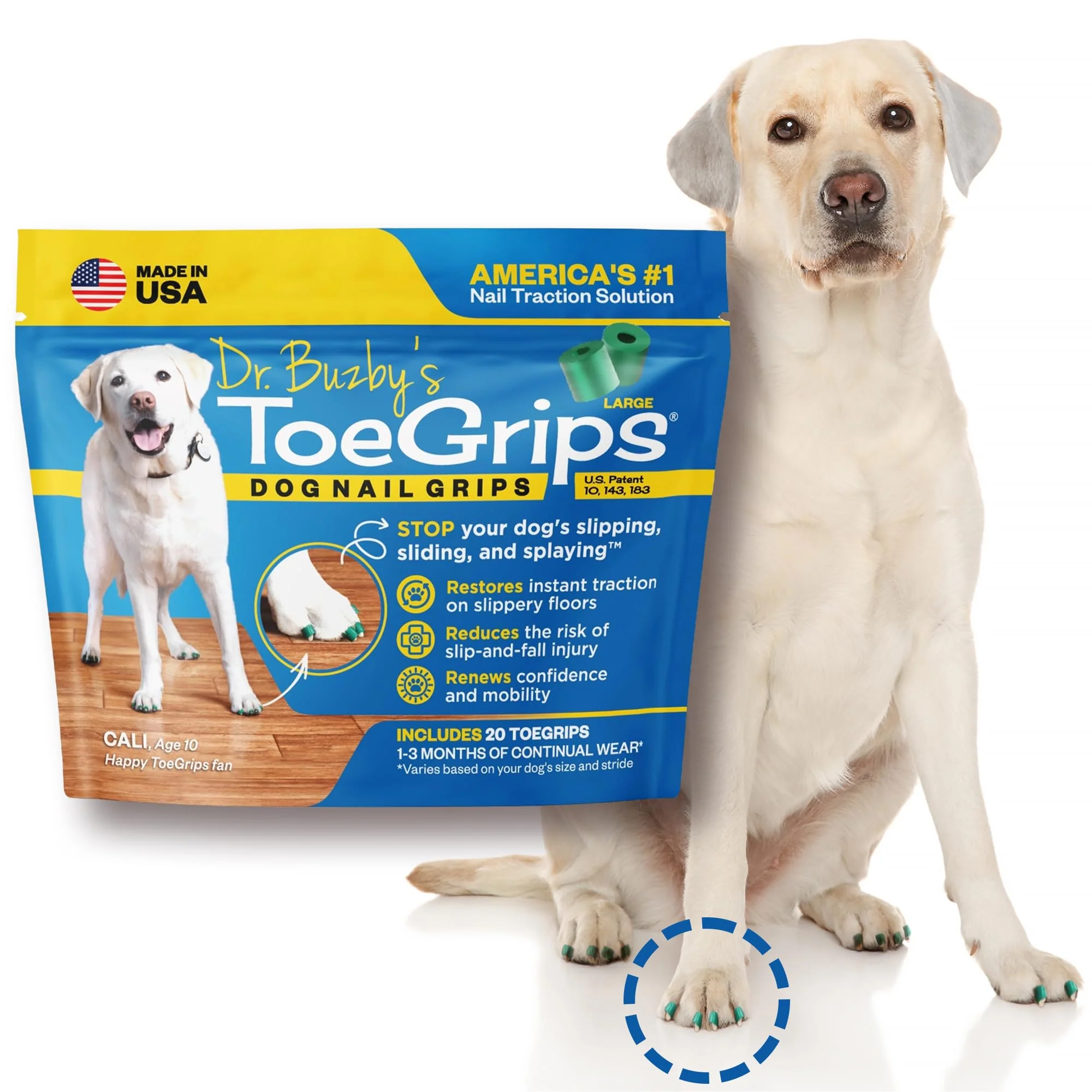 Convenient Dr. Buzby's Large ToeGrips for Dogs – Instant Traction on Wood Floors Eco-Friendly