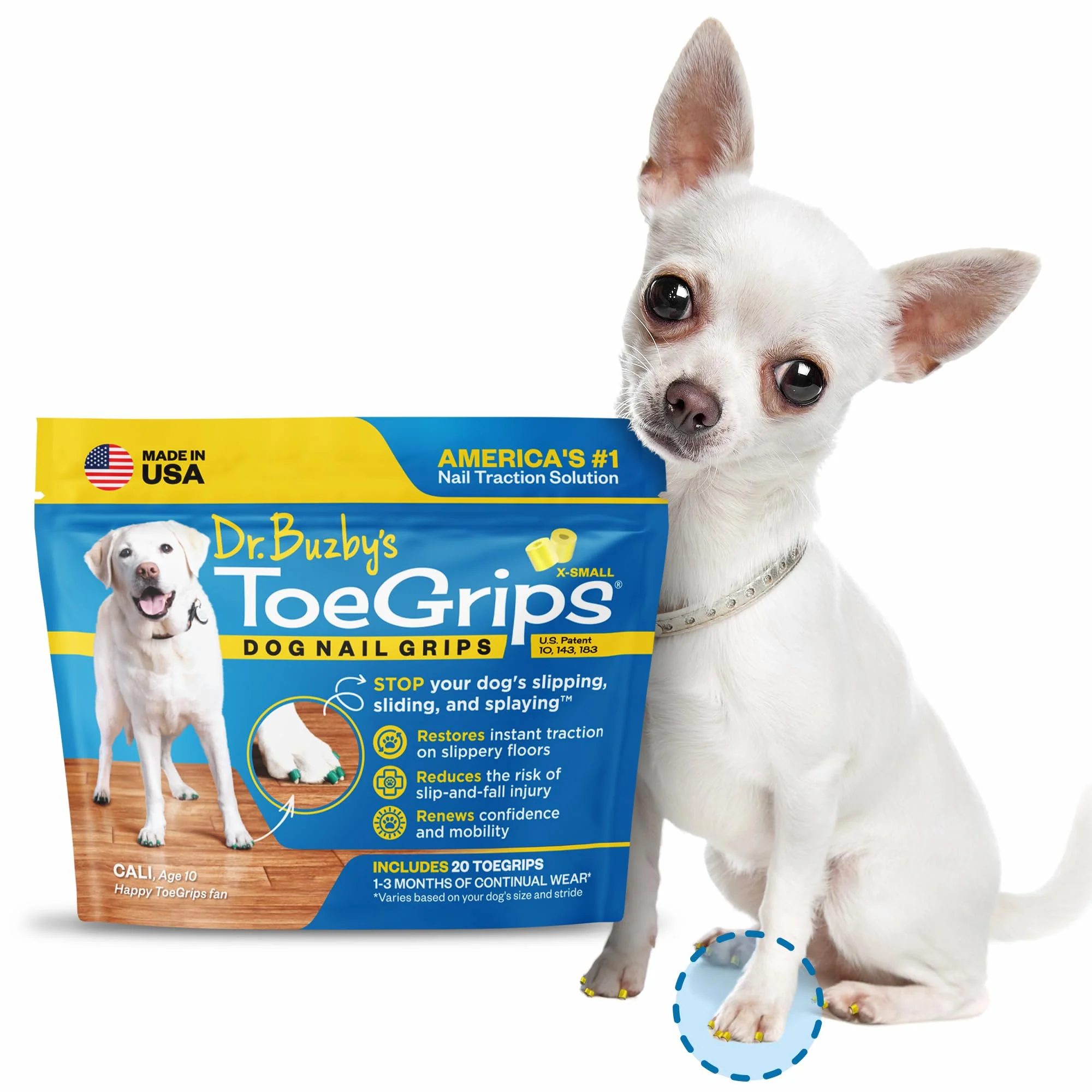 High-Performance Dr Buzby's XSmall ToeGrips for Dogs – Instant Traction on Wood Floors 1 Pack Powerful