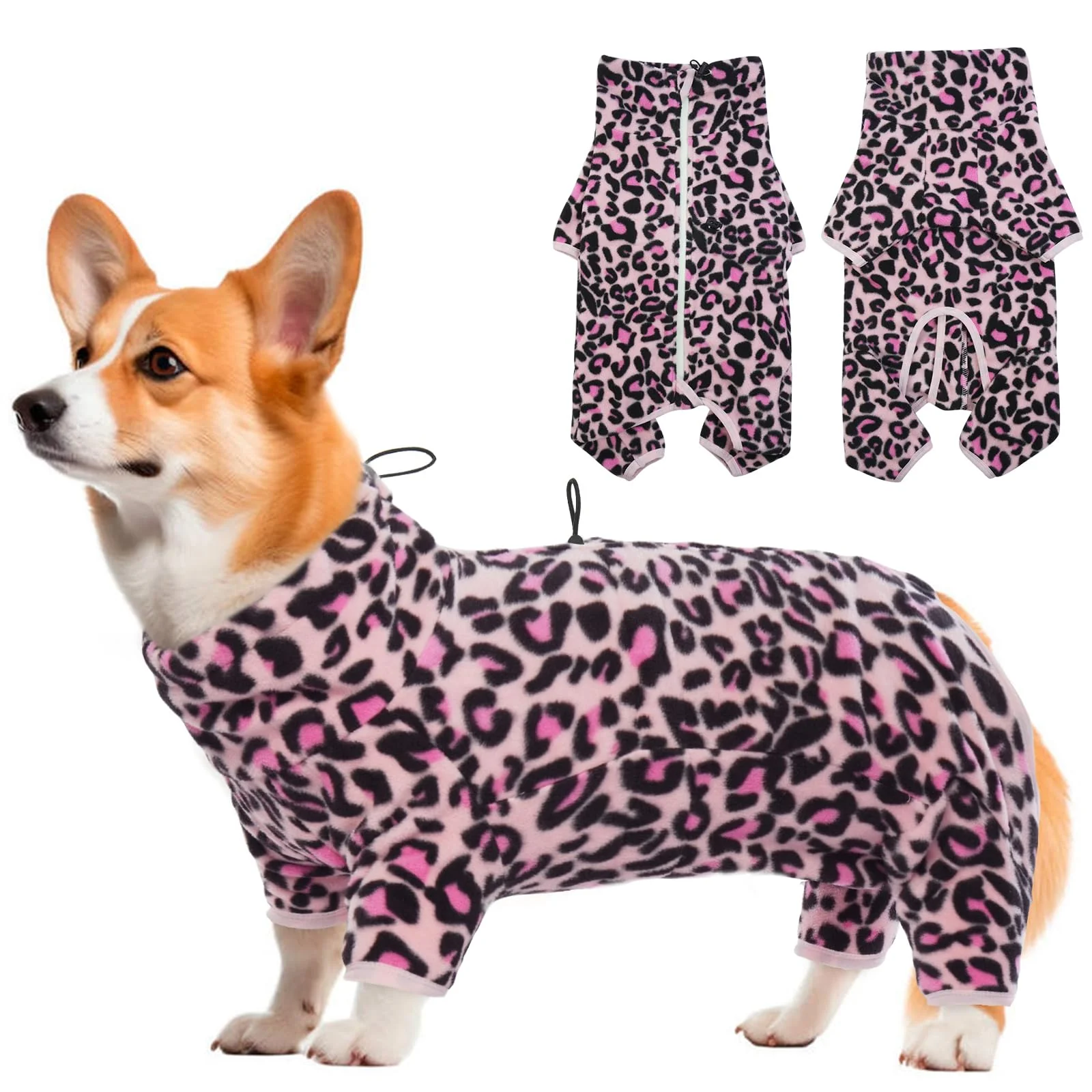 First-Class ROZKITCH Dog Warm Pajamas – Windproof Polar-Fleece Jumpsuit with Luminous Zipper 2XS–4XL Pink Elegant