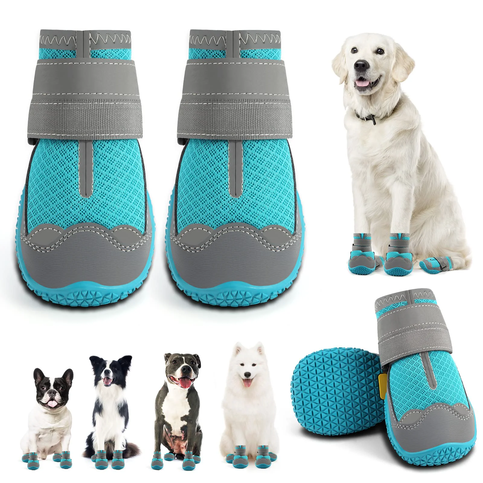Reusable JZXOIVA Size 2 Dog Shoes for Small Dogs – Anti-Slip Boots with Reflective Straps Detailed