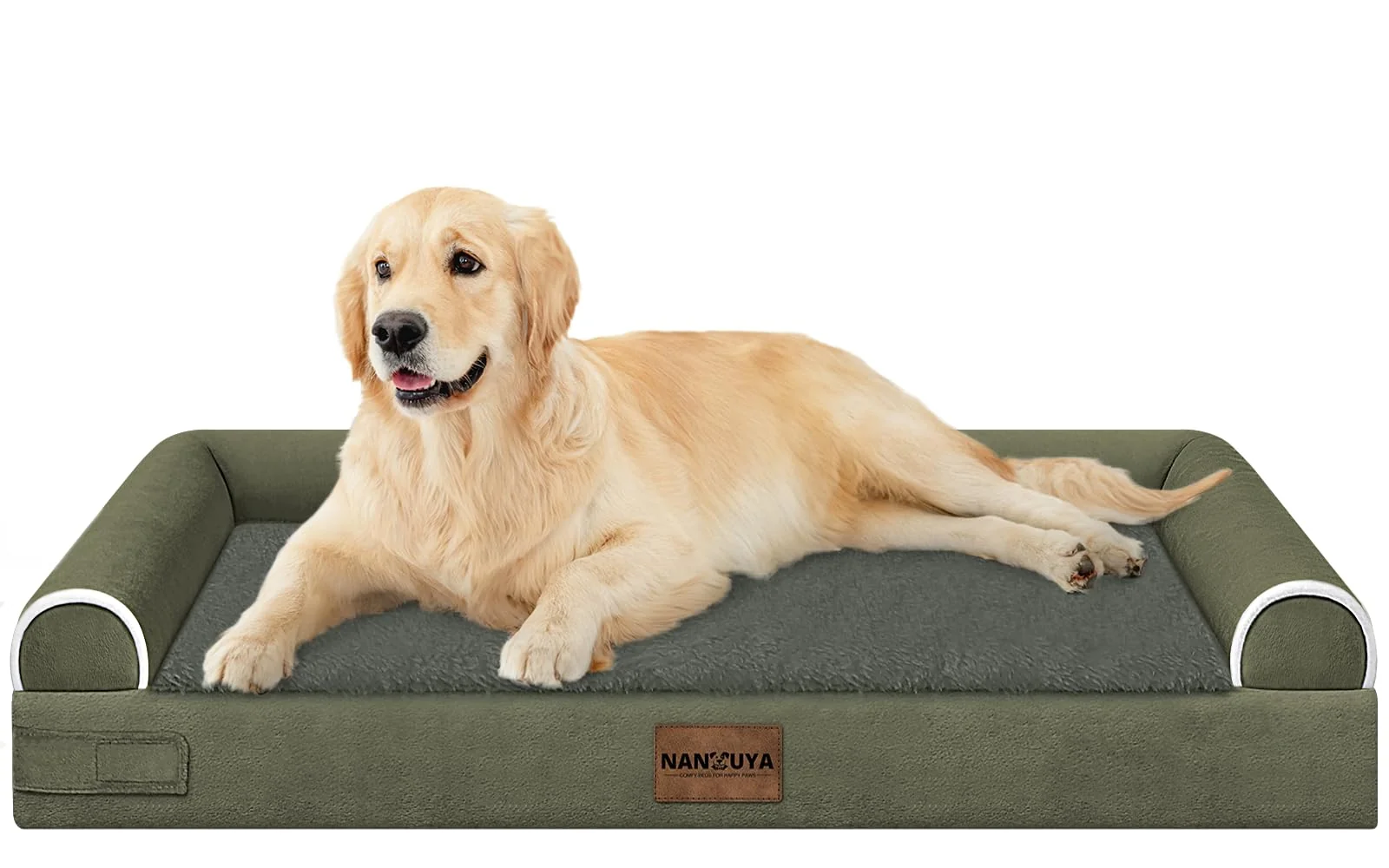 Carefully Designed NANUYA Large Dog Bed Orthopedic 26x22 Memory Foam – Waterproof Removable Cover Dark Green Traditional