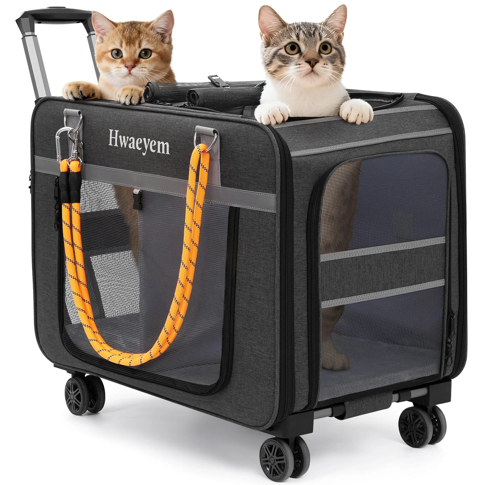 Selected HWAEYEM Extra Large Pet Carrier with Wheels – 24 x 15 x 17 in 40 Lbs Grey Outstanding