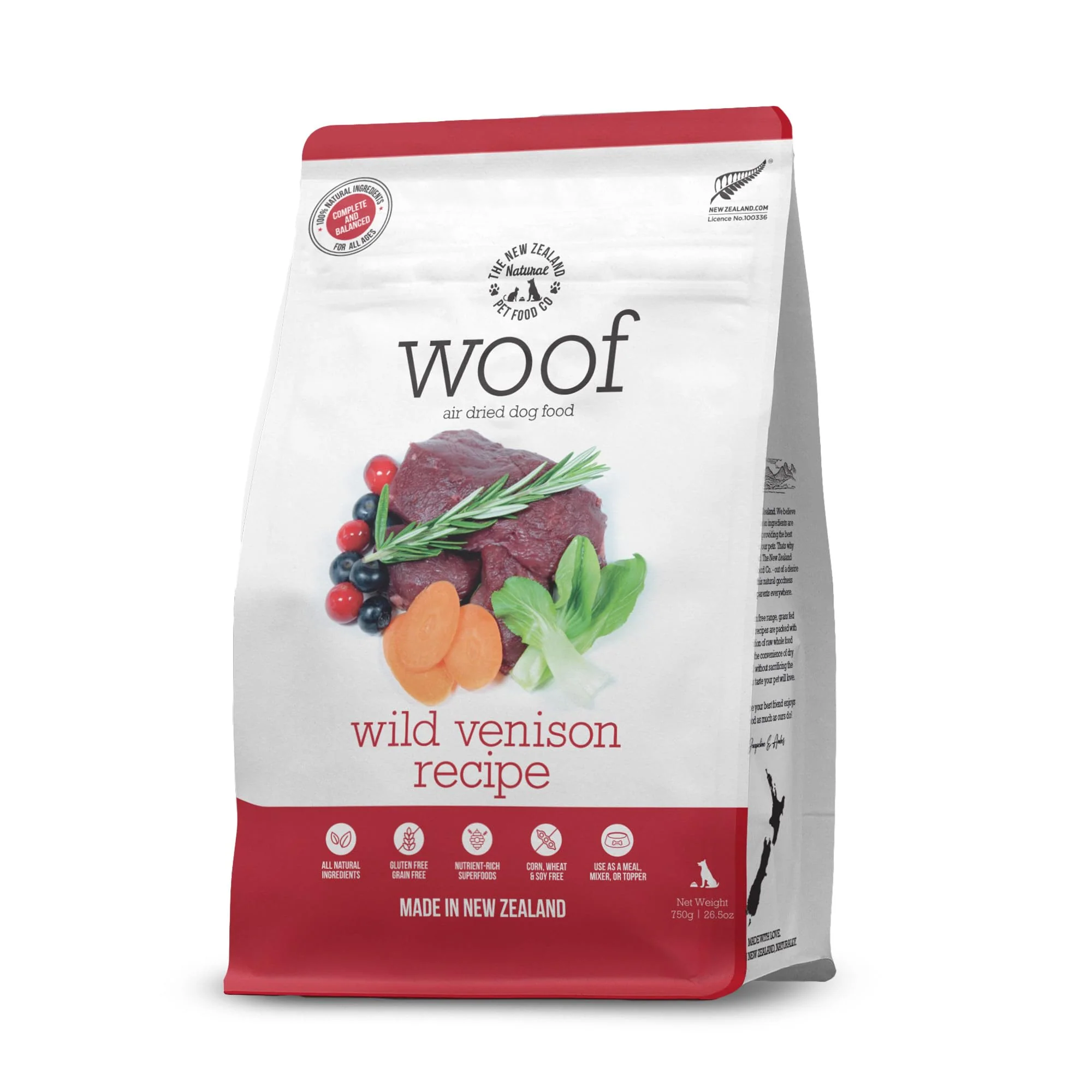 Certified WOOF Venison Air Dried Dog Bites - High Protein Venison Recipe 26.5oz The New Zealand Natural Pet Food Co Environmentally Friendly