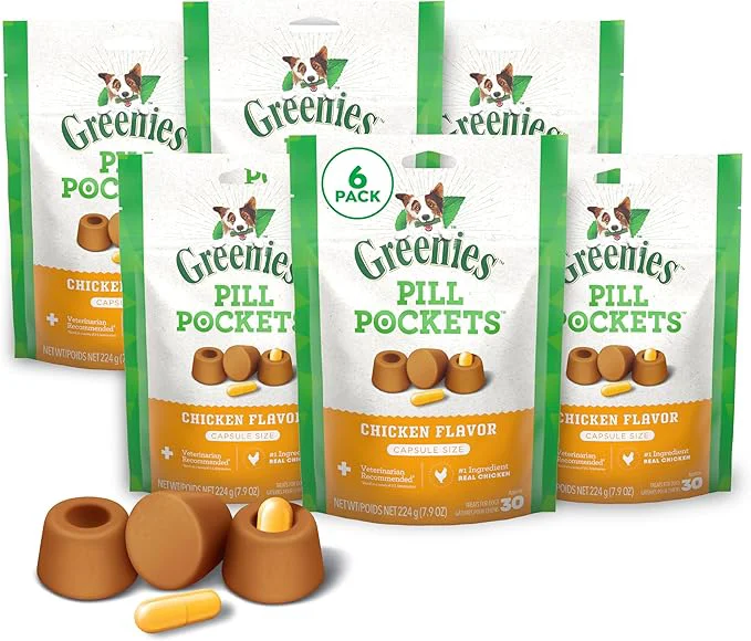 High-Performance Greenies Pill Pockets for Dogs Large Size Dog Treat Pouch for Capsule Medication Chicken Flavor 6 7.9 oz. PouchesAbout This Safe
