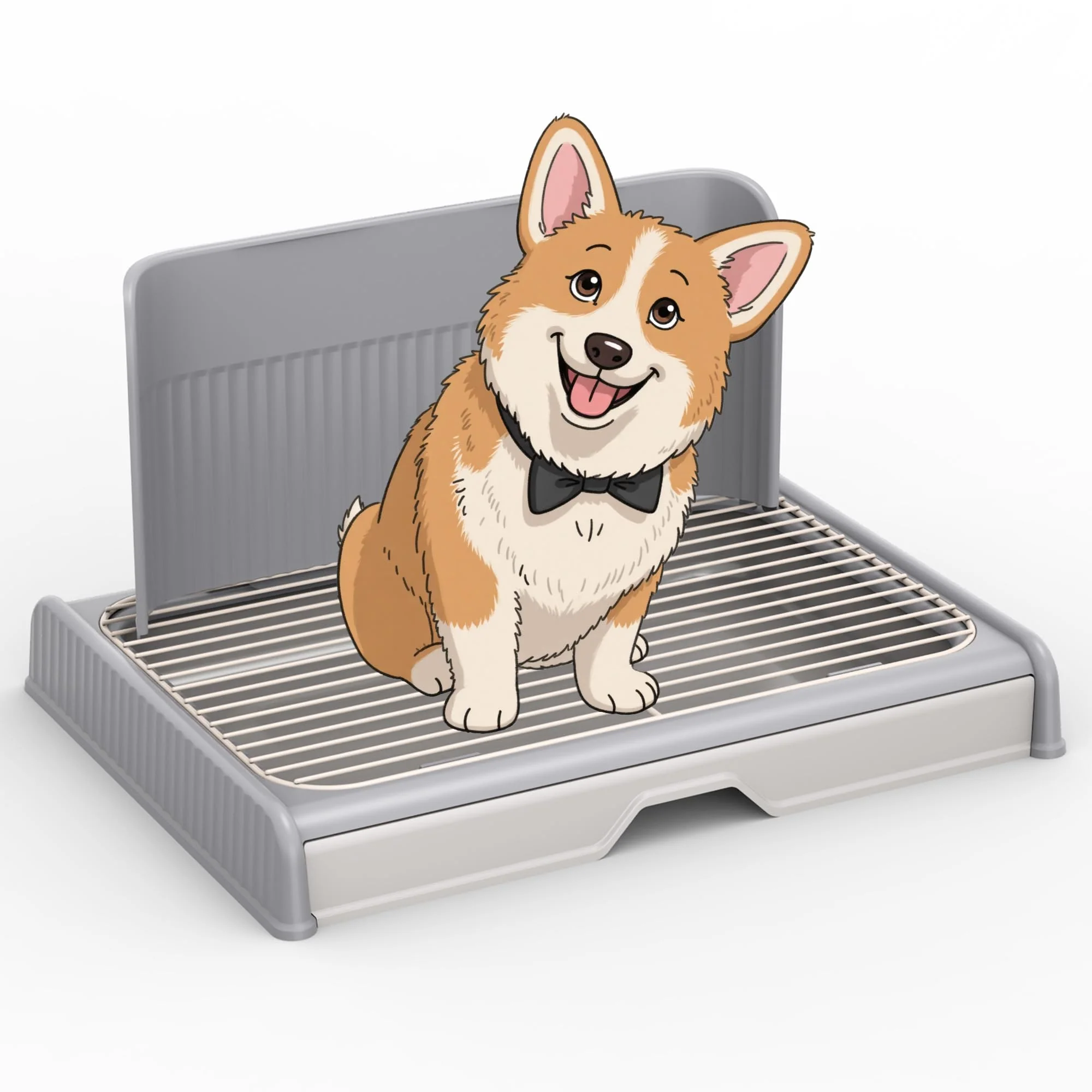 Detailed KOLA PANDA Upgrade Dog Potty Tray with High Wall – 23.62 x 18.5 in Pee Pad Holder Mesh Training Litter Box Gray Quality