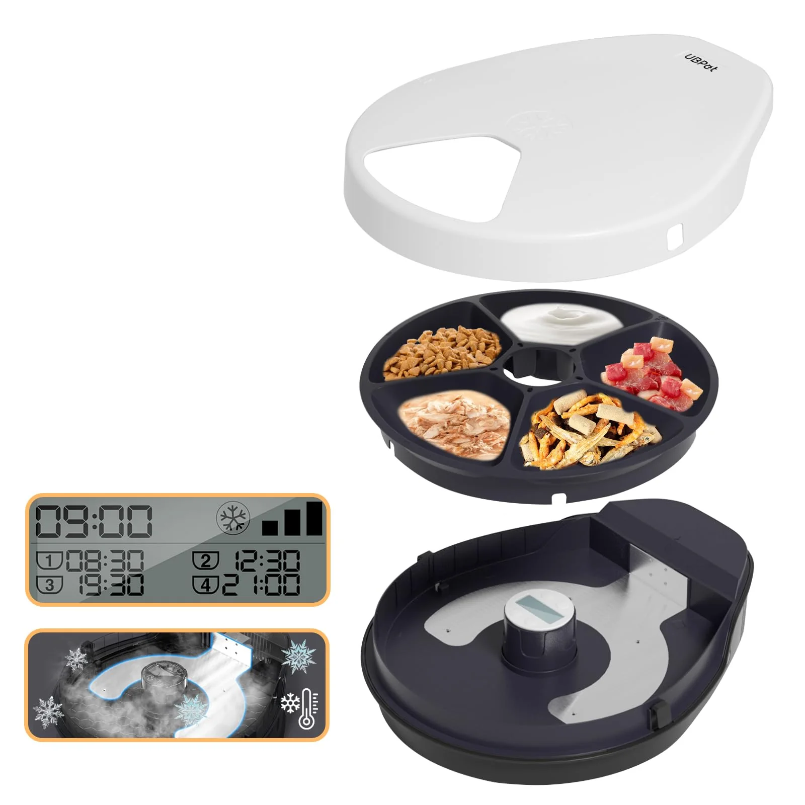 Premium SAROSORA UBPET Cat Wet Food Automatic Feeder with Cooling 5 Meals 330g Each Enhanced