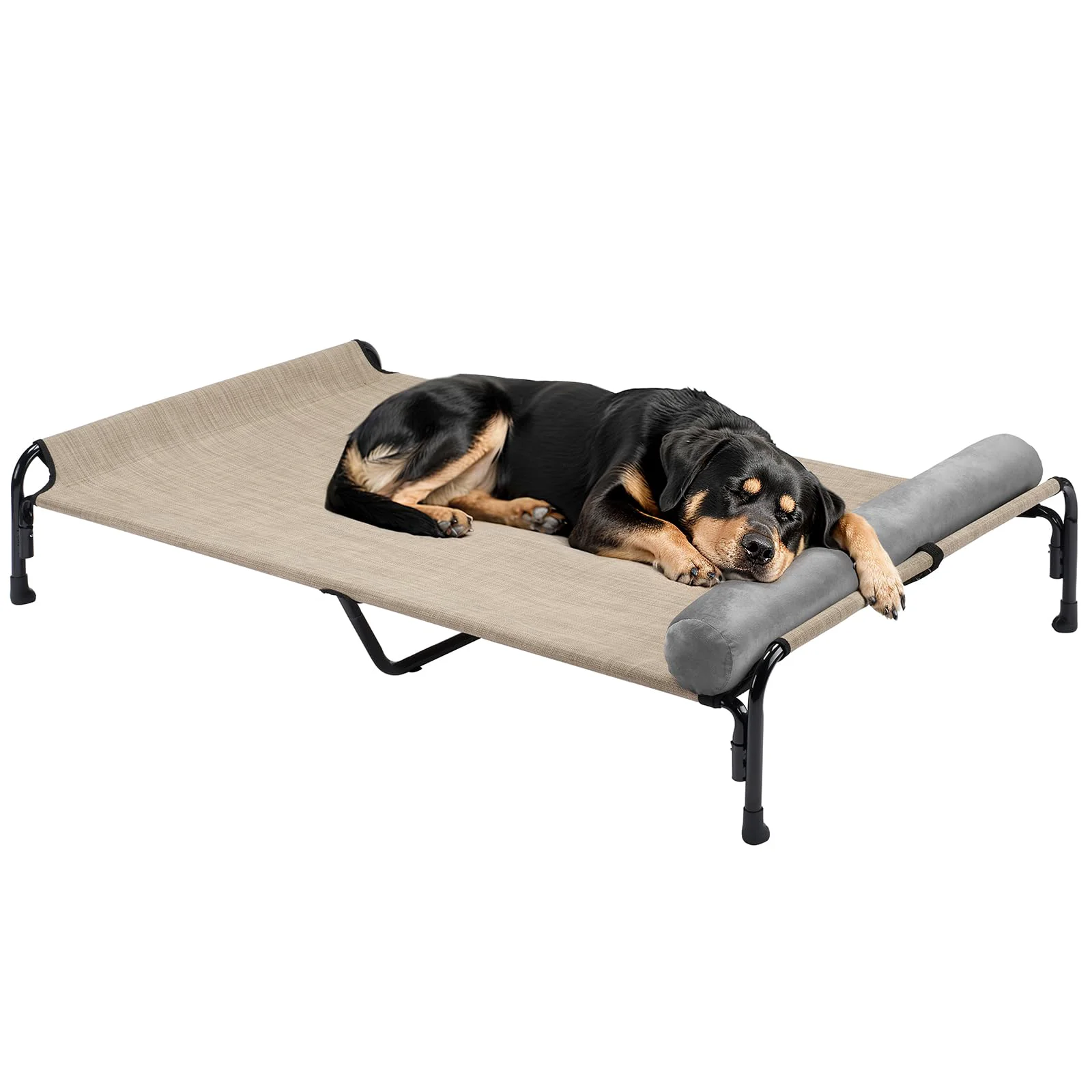 Next-Generation Veehoo Large d Dog Bed – Outdoor Raised Cot Hammock with Removable Headrest Bolster Teslin Mesh Reusable
