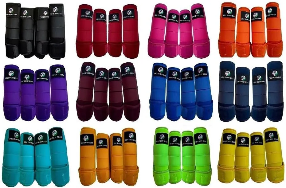 Safe Horse Medicine Brushing Boots Leg Wraps Protection Gear Set of 2 and Set of 4 in 14 Colors Functional