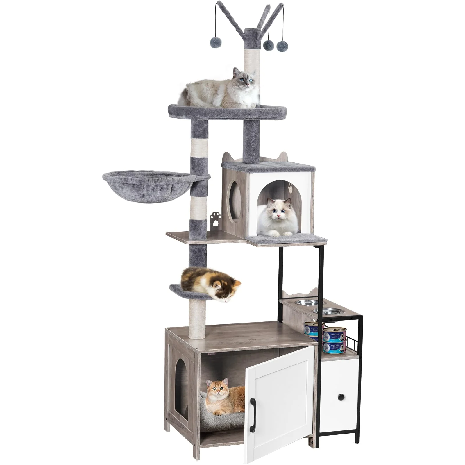 Carefully Designed Snughome Cat Tree with Litter Box Enclosure — 3-in-1 Indoor Cat Tower Functional