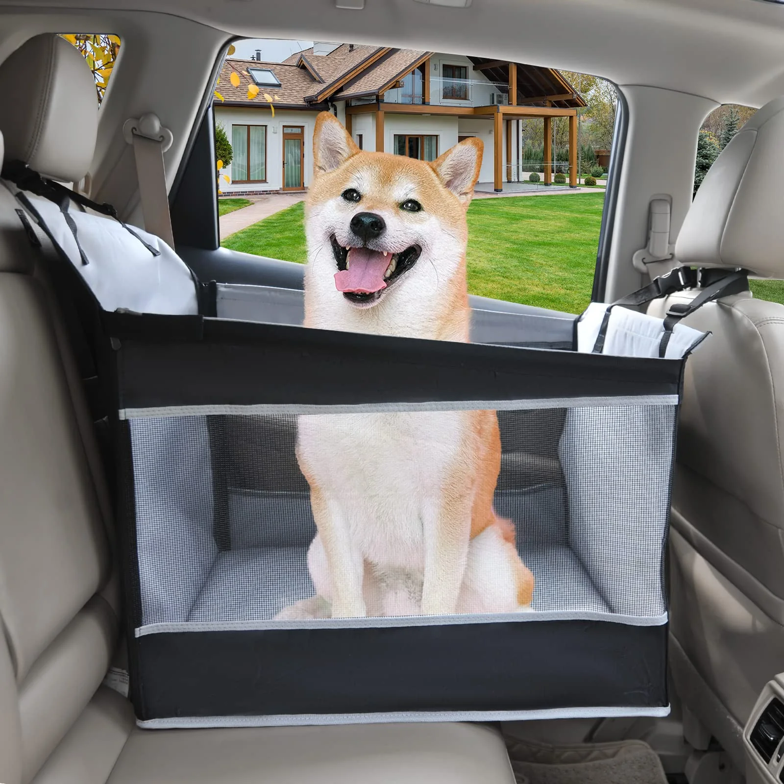 Smooth Adorepaw Large Dog Car Seat with Back Seat Extender Waterproof Non-Slip Gray Original