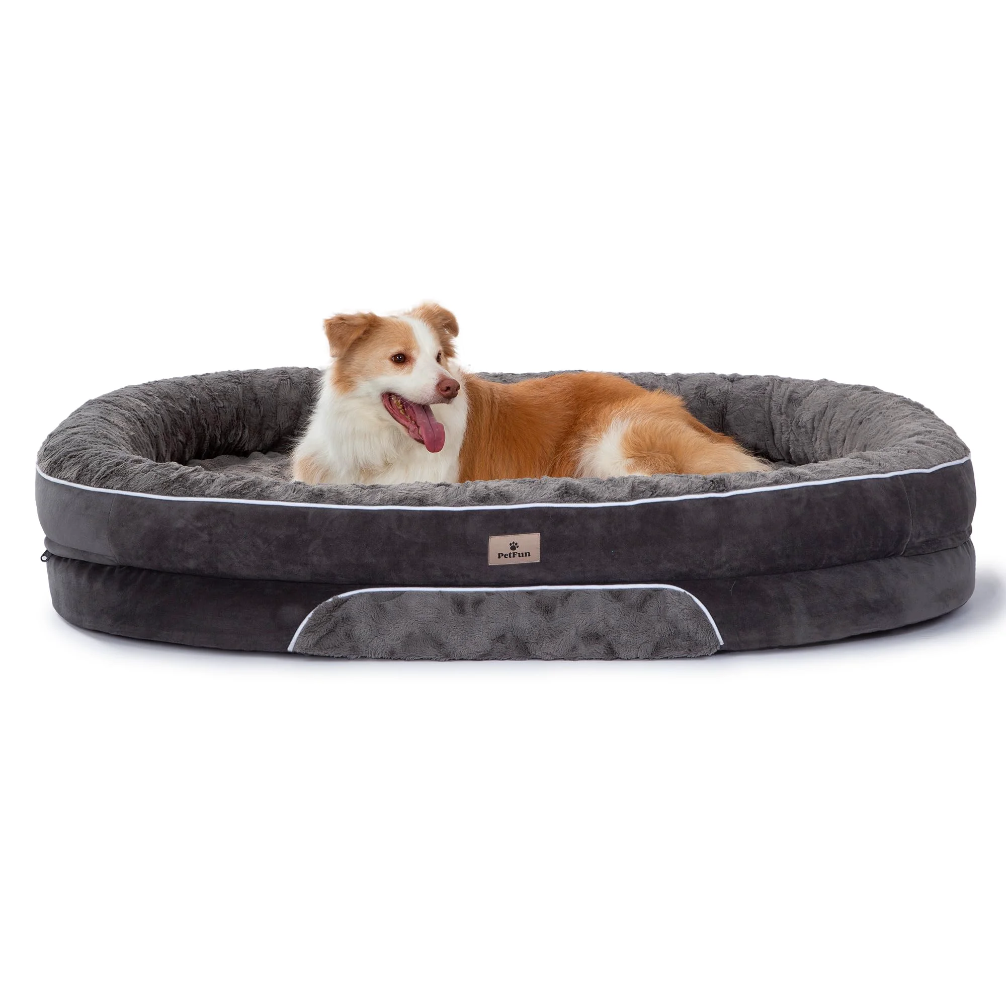 Secure PetFun Orthopedic Dog Bed for Large Dogs — Egg-Crate Foam Bolster Sides and Removable Washable Cover Traditional