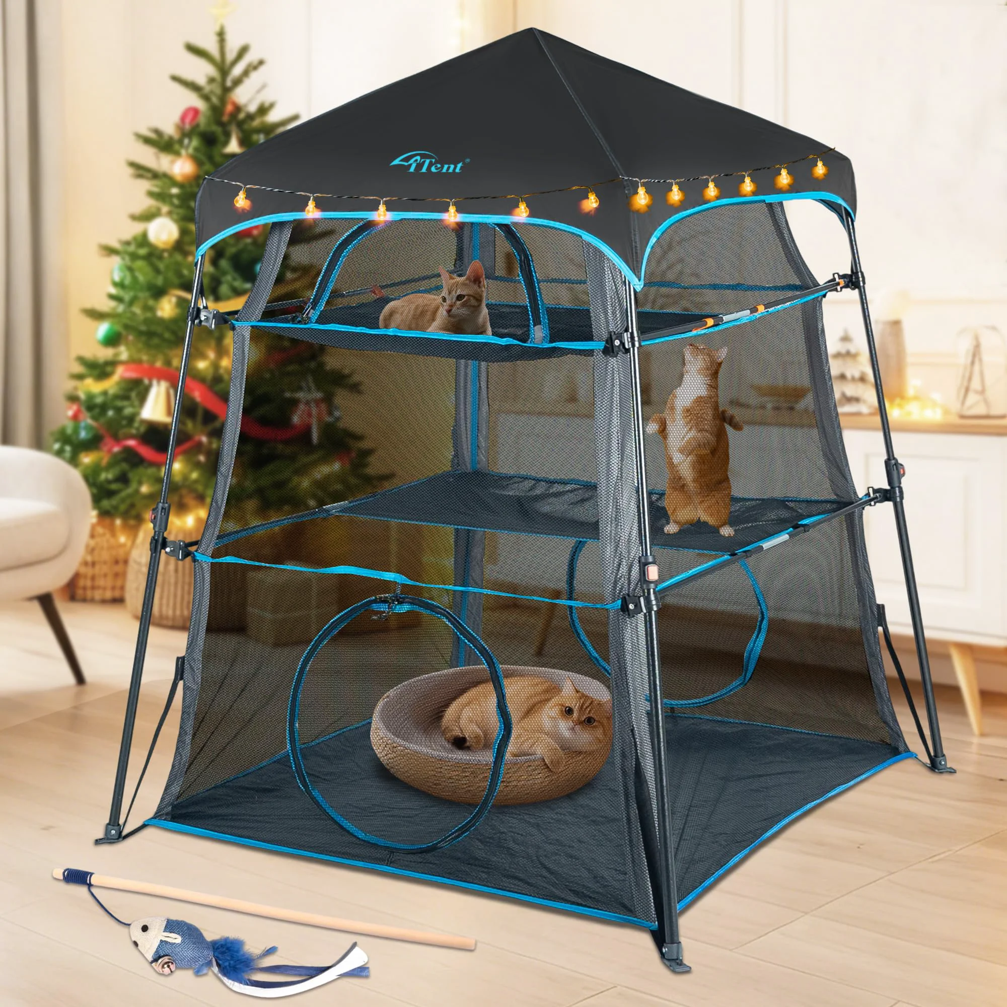 Official ITENT X-Large Catio Cat Enclosure – 3-Tier Indoor Outdoor Cat Tent Authentic