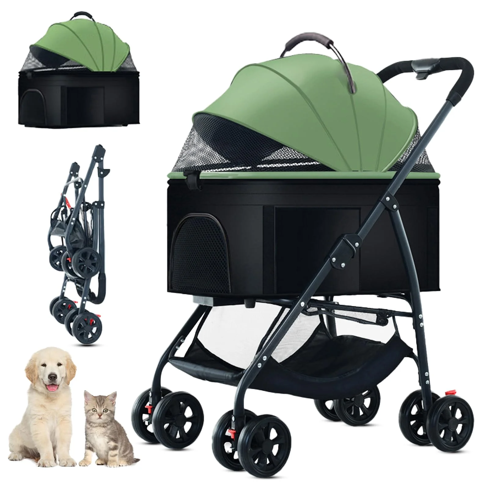 Flexible ZHUOKECE 3-in-1 Pet Stroller Removable Carrier Car Seat and Stroller for Medium Dogs Up to 55 lbs Green Enhanced
