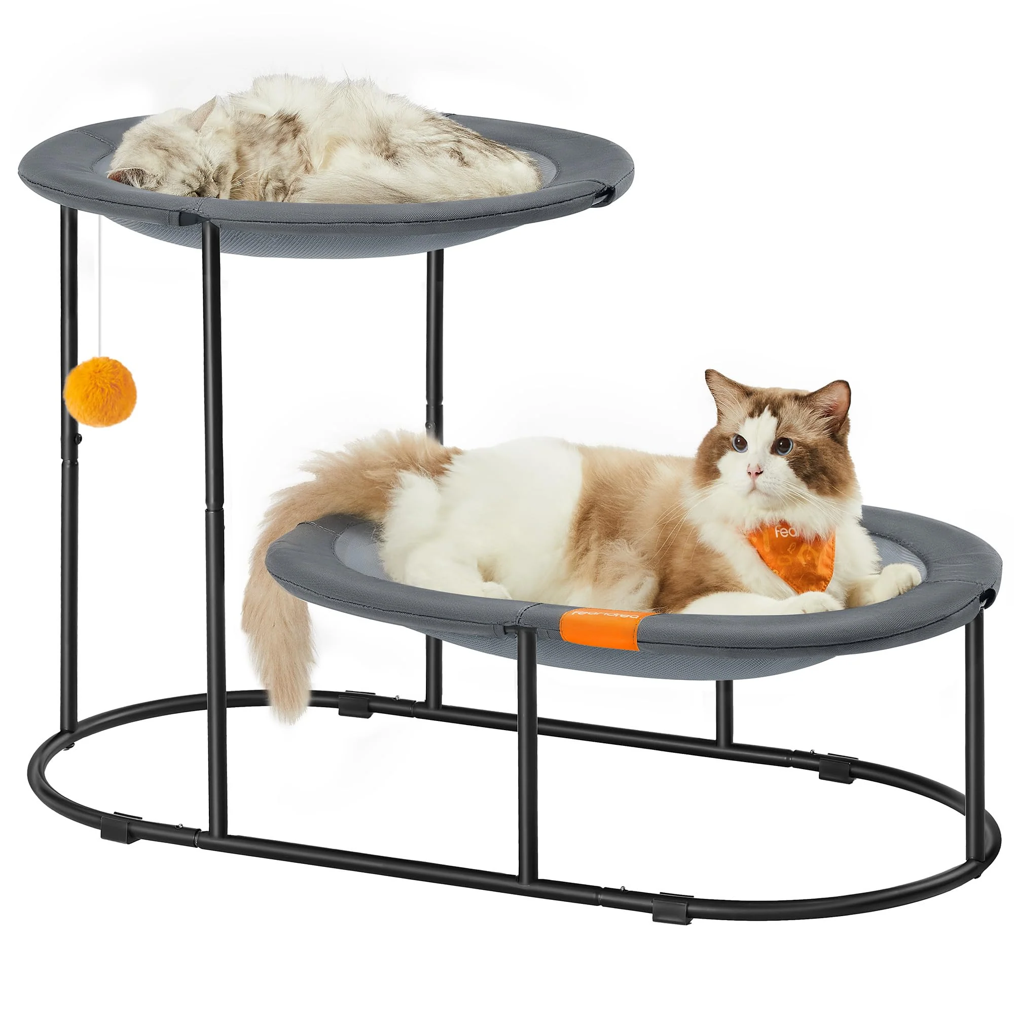 Soft Feandrea 2-Tier d Cat Hammock Bed – Breathable Mesh Steel Frame Dove Gray Relaxed