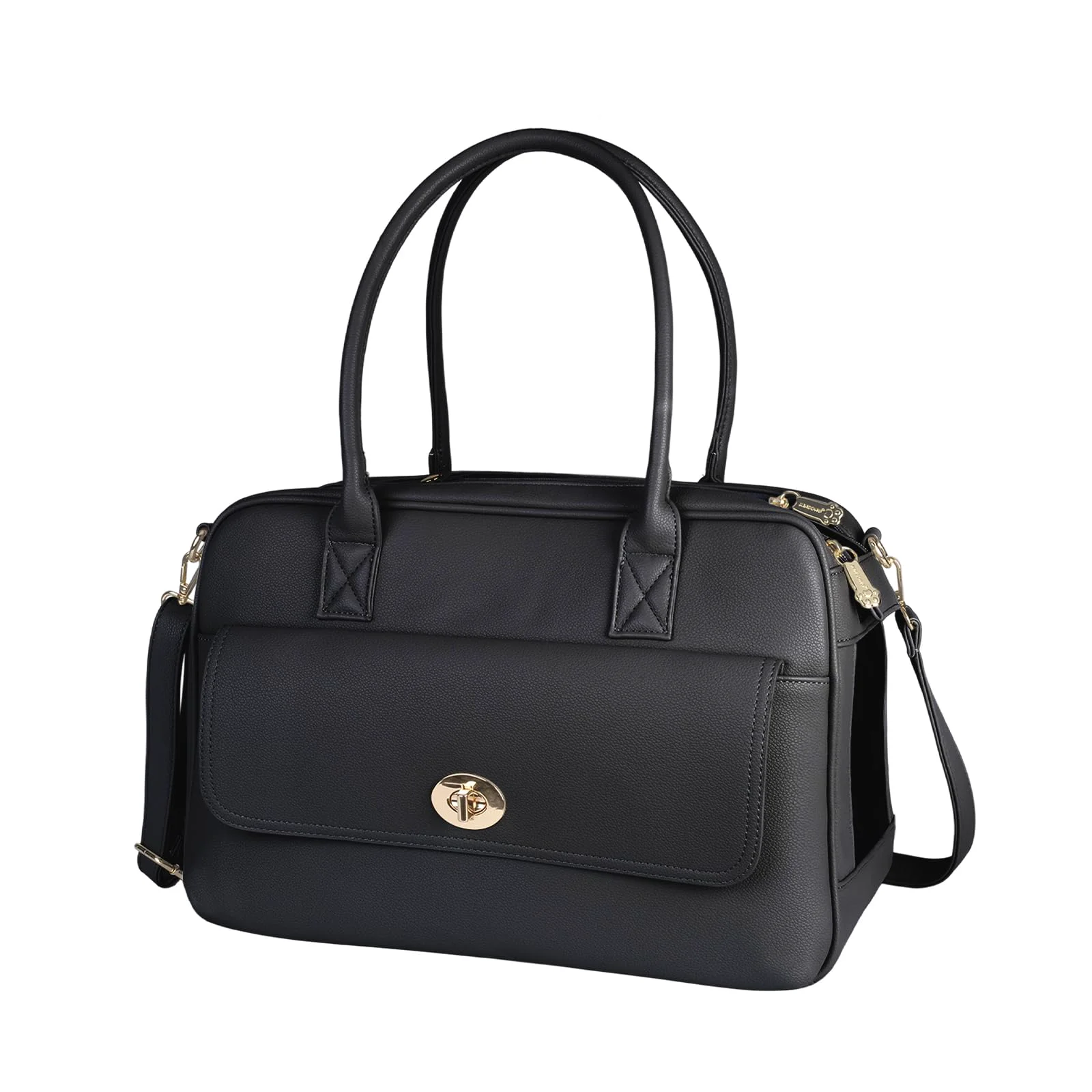 Classic Minsong Pet Carrier Purse – Soft-Sided Leather Handbag for Small Dogs Cats TSA Airline Black Powerful
