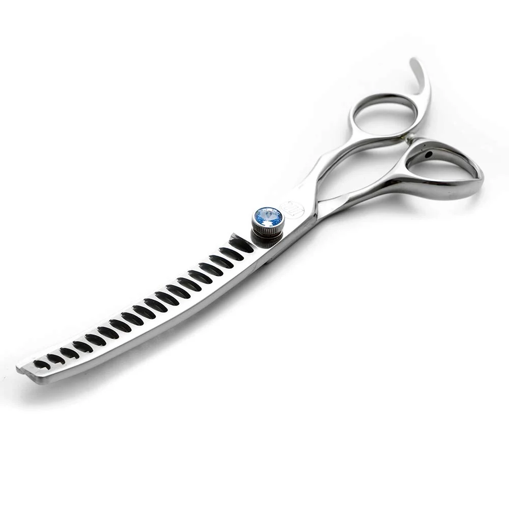 Authentic Moontay 7.0-Inch Dog Grooming Chunkers Scissors – Upward Curved Thinning Blending Shears Japan 440C 18 Teeth Eco-Friendly