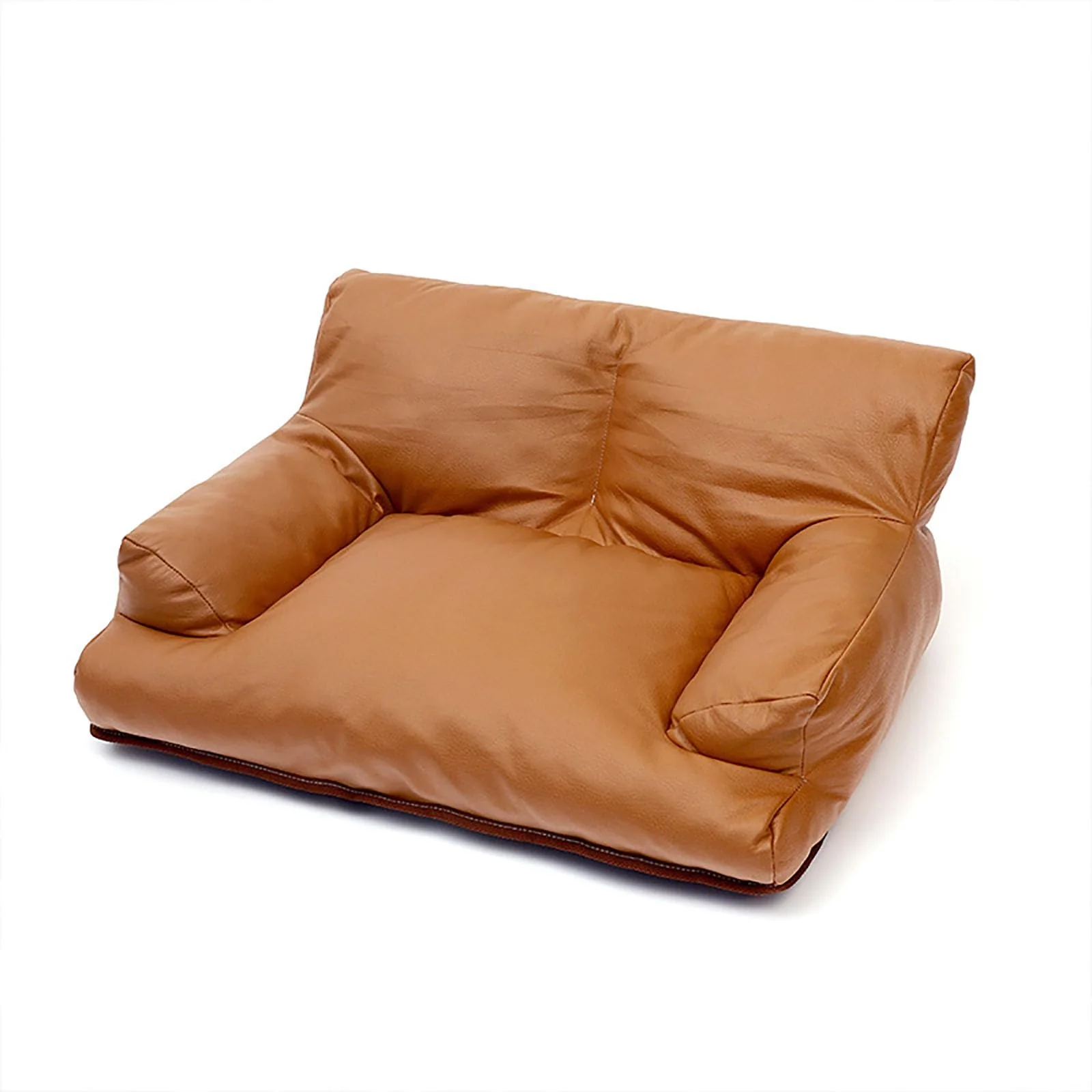 Effective Craoopii Pet Sofa Bed – Vintage Faux Leather Cat Dog Nest Brown Medium Convenient