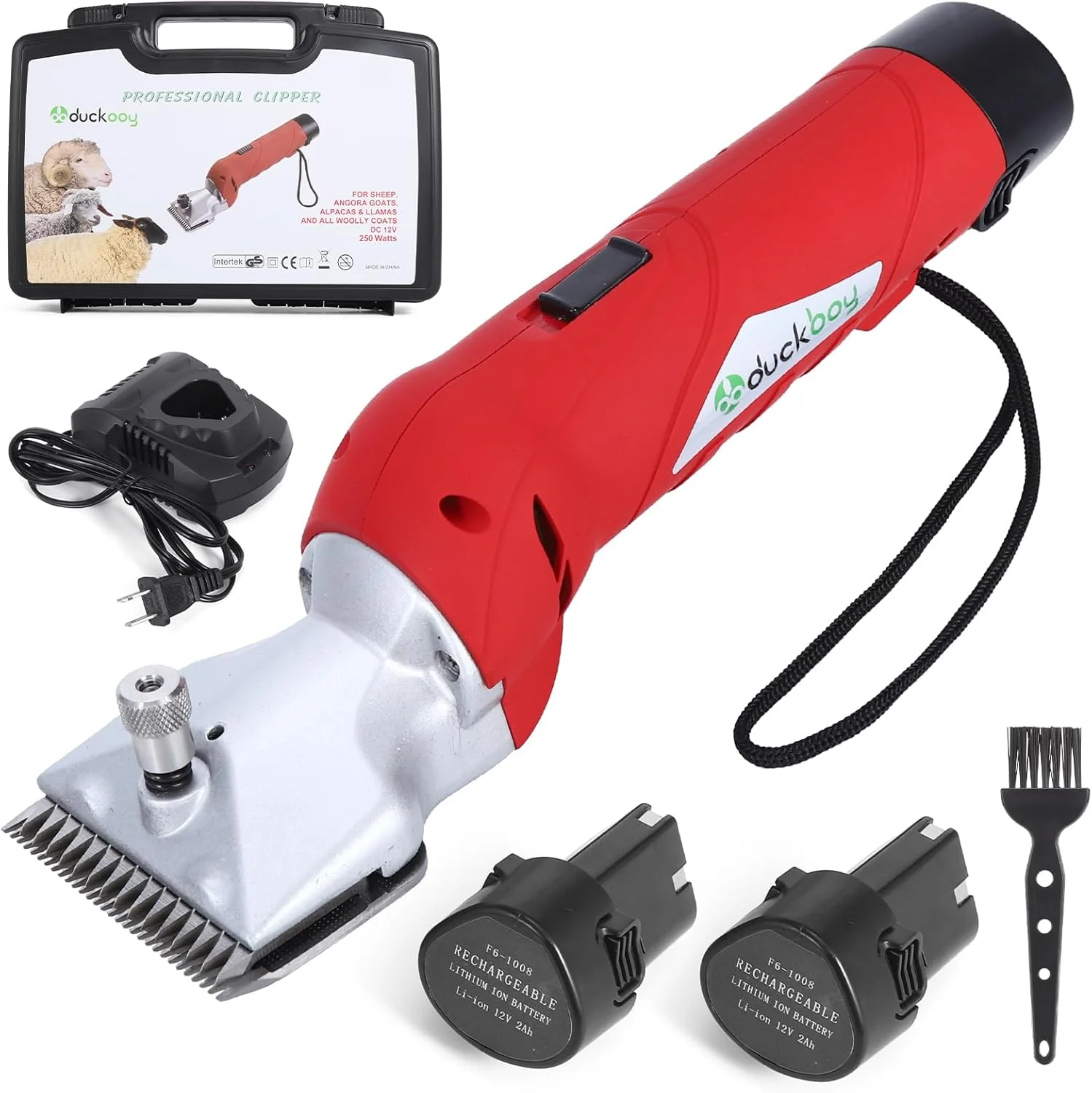 Smart DUCKBOY Cordless Horse Clipper Rechargeable Battery Powered Animals Shears Grooming Tools for Shaving Fur Wool Tool Large Livestocks Llamas Cattle Alpacas Thick Coat Animals Trimmer Refined