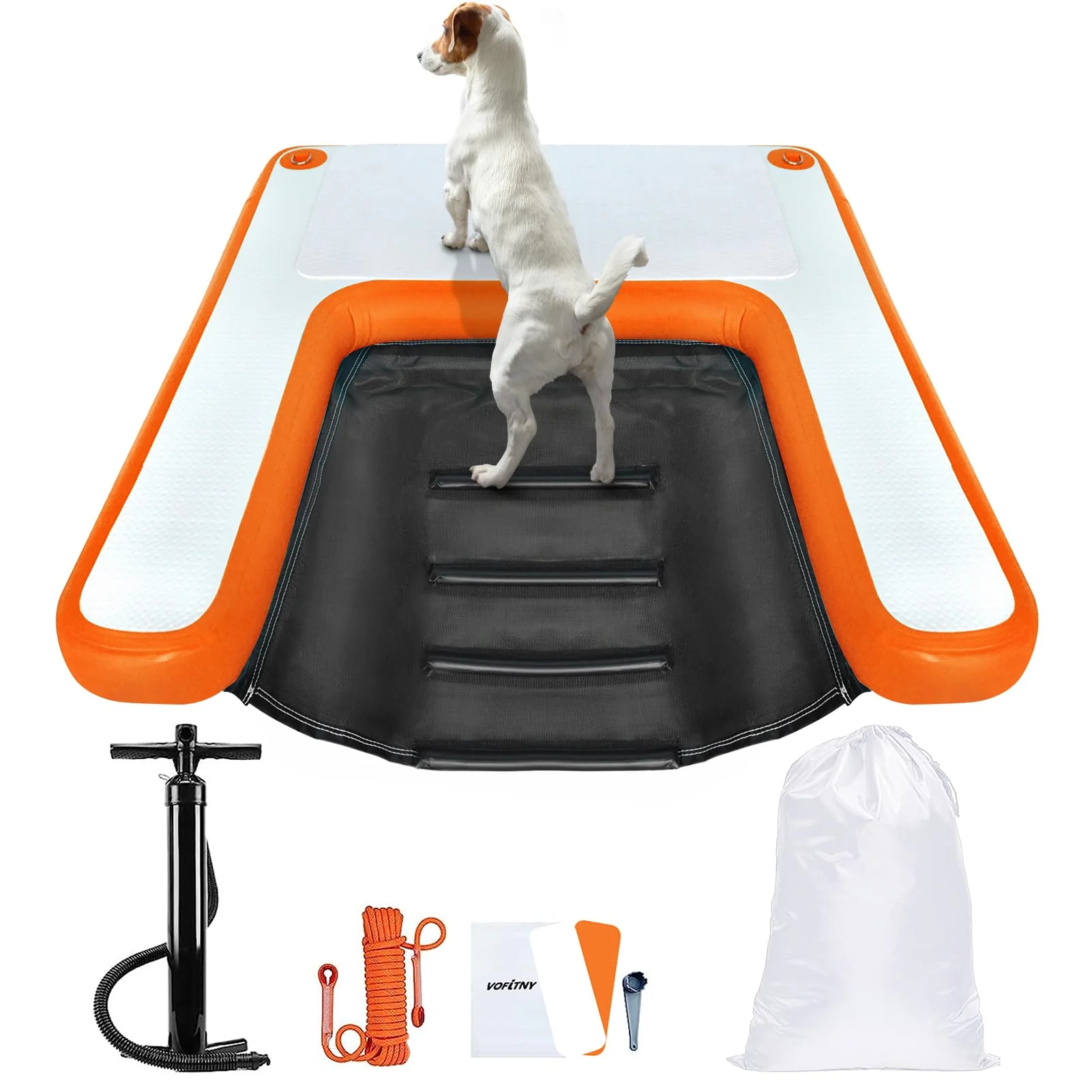 Secure VOFiTNY Inflatable Dog Pool Ramp — Portable Floating Ladder for Pools Lakes Natural