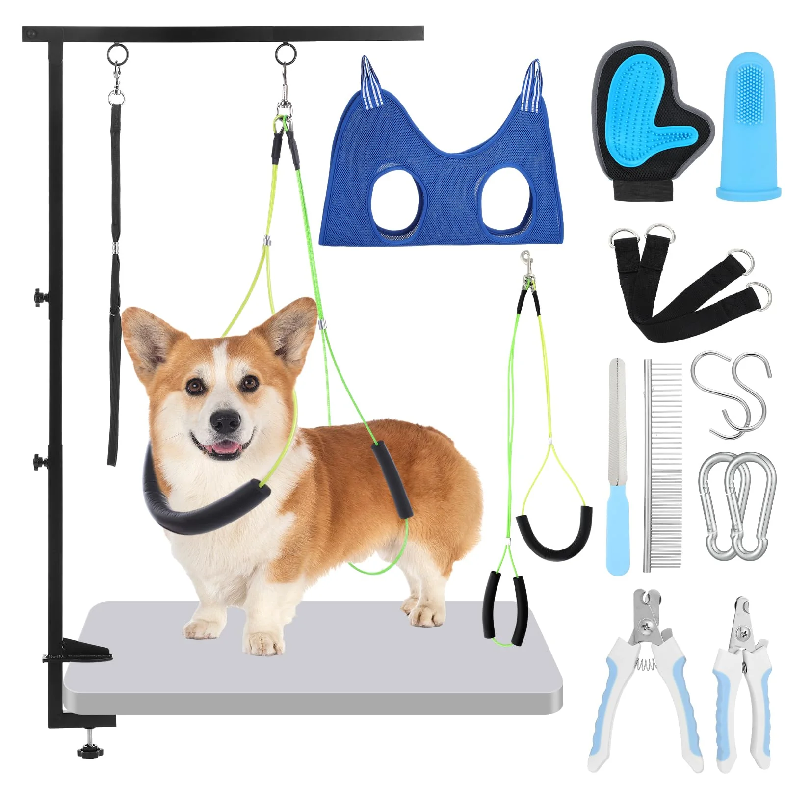 Fine Sunnymove 13-Pc Adjustable Dog Grooming Arm Kit — 27–37 in Table Clamp Hammock Next-Generation