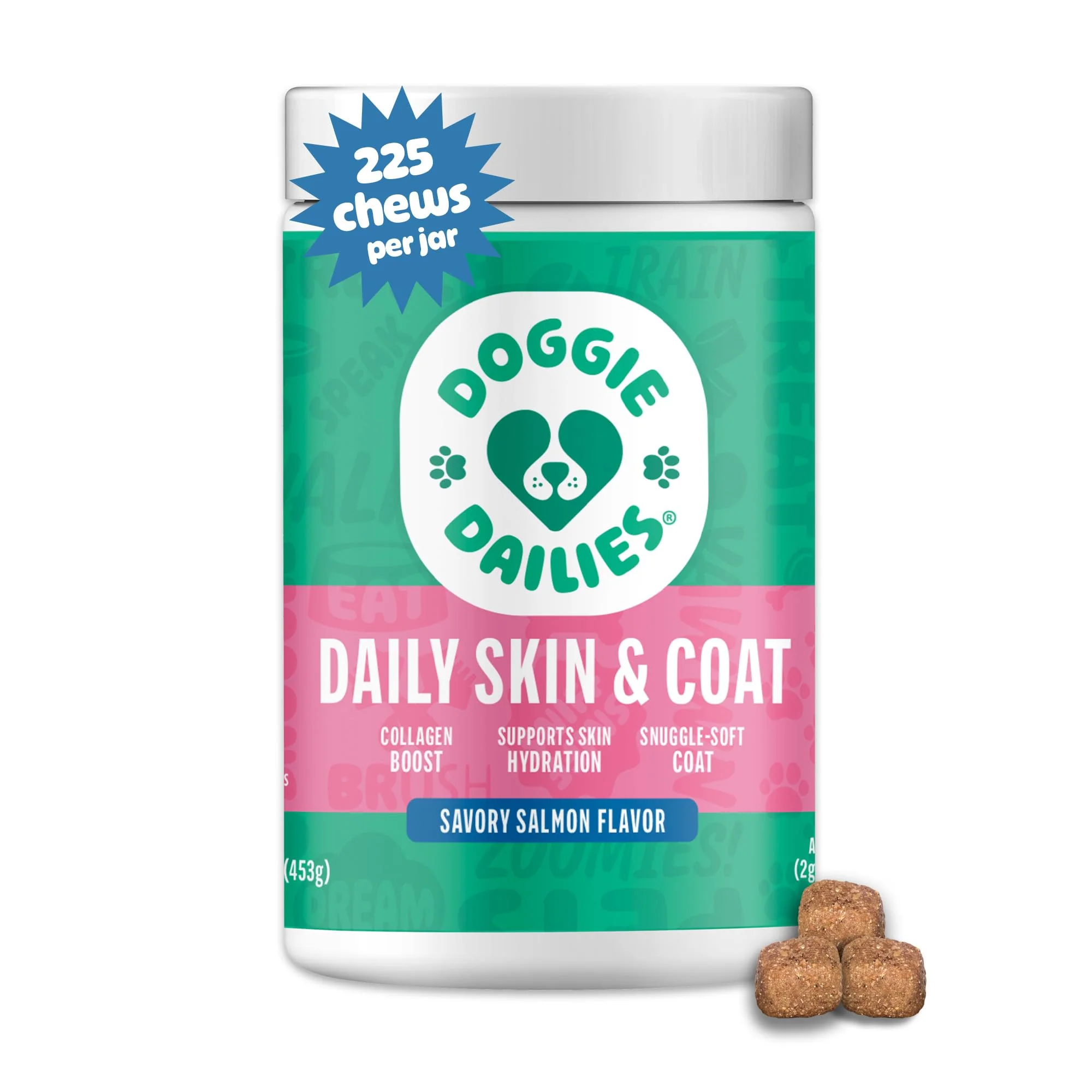 Elite Doggie Dailies Skin Coat Supplement — Salmon Oil Collagen Omega-3 225 Soft Chews Contemporary