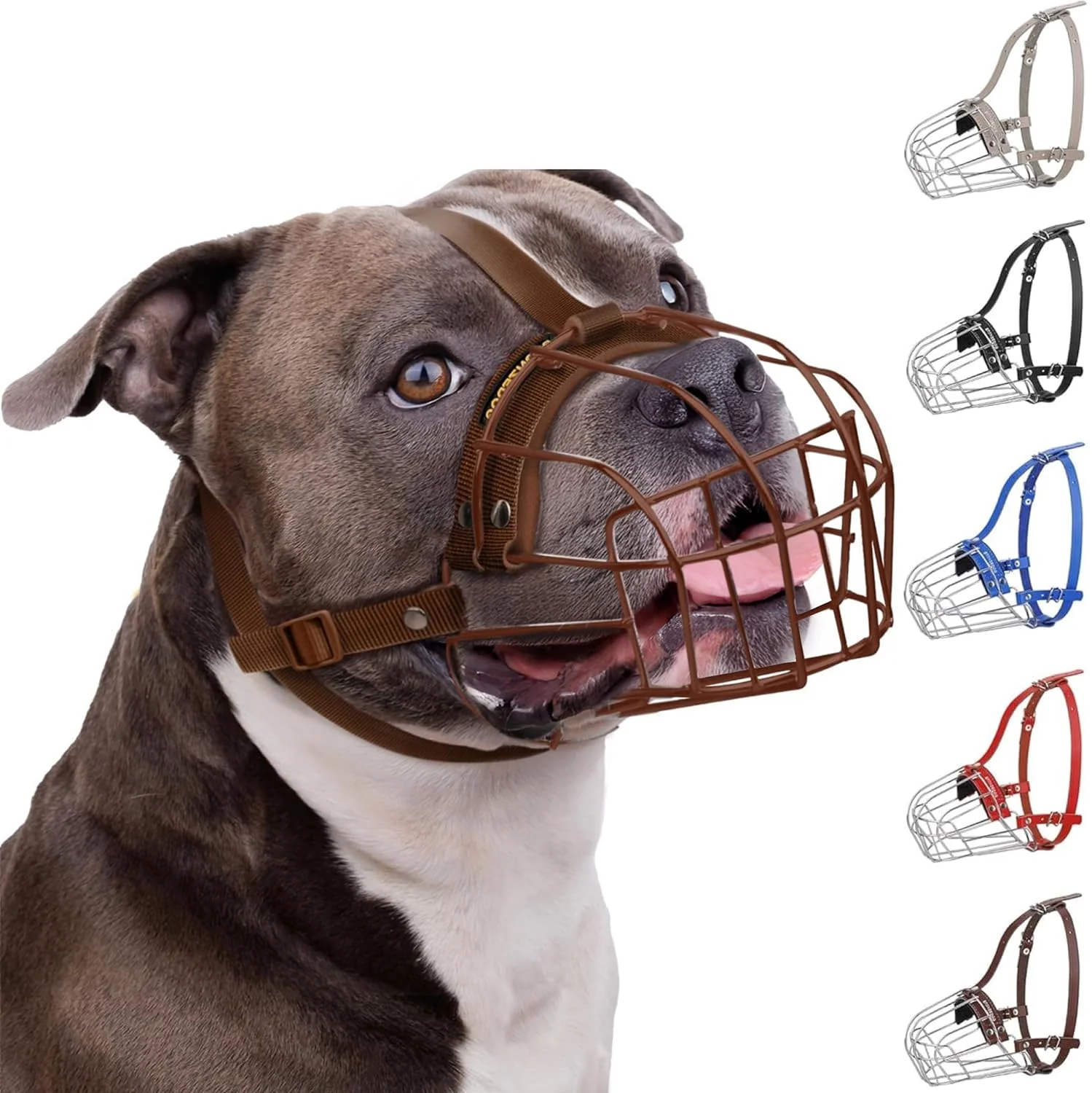 Exclusive BRONZEDOG Pitbull Muzzle – Breathable Metal Basket for Large Dogs Brown Enhanced