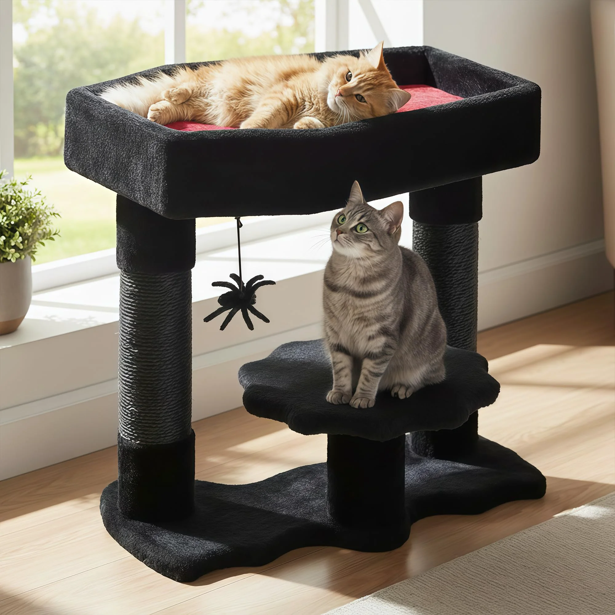 Smart BEWISHOME Gothic Cat Tree Tower with Coffin Bed – Halloween Indoor Cat Furniture MMJ91R Expertly Made