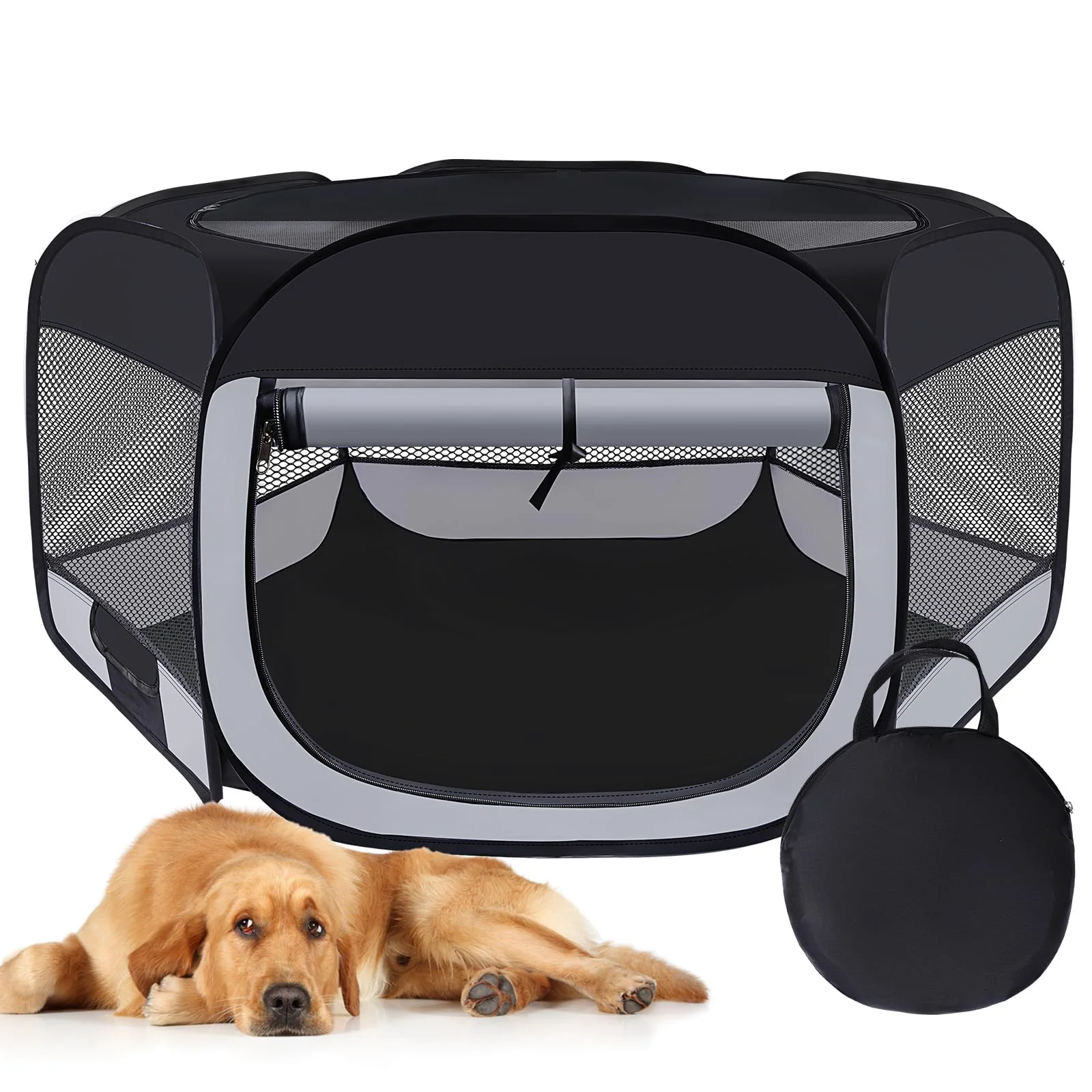 Innovative Wn's Day Dog Cat Playpen – Portable Foldable Indoor Outdoor Pet Pen Grey M Sustainable