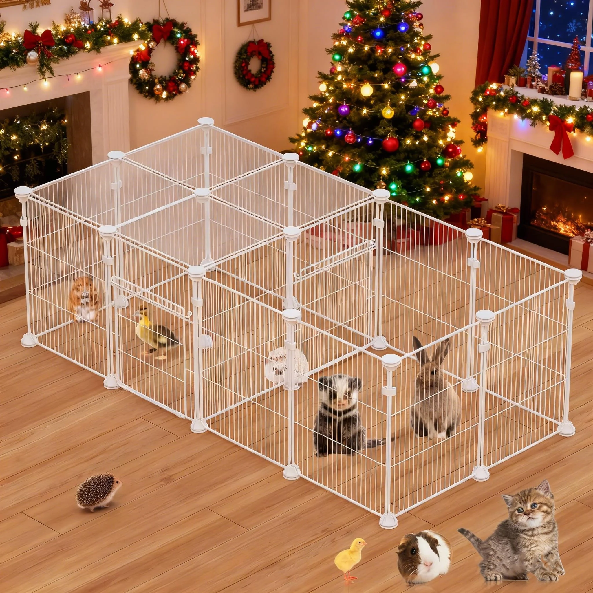 Recyclable Orekemo 18-Panel Small Animal Playpen with 2 Doors Indoor Outdoor Cage for Rabbits Guinea Pigs More Classic