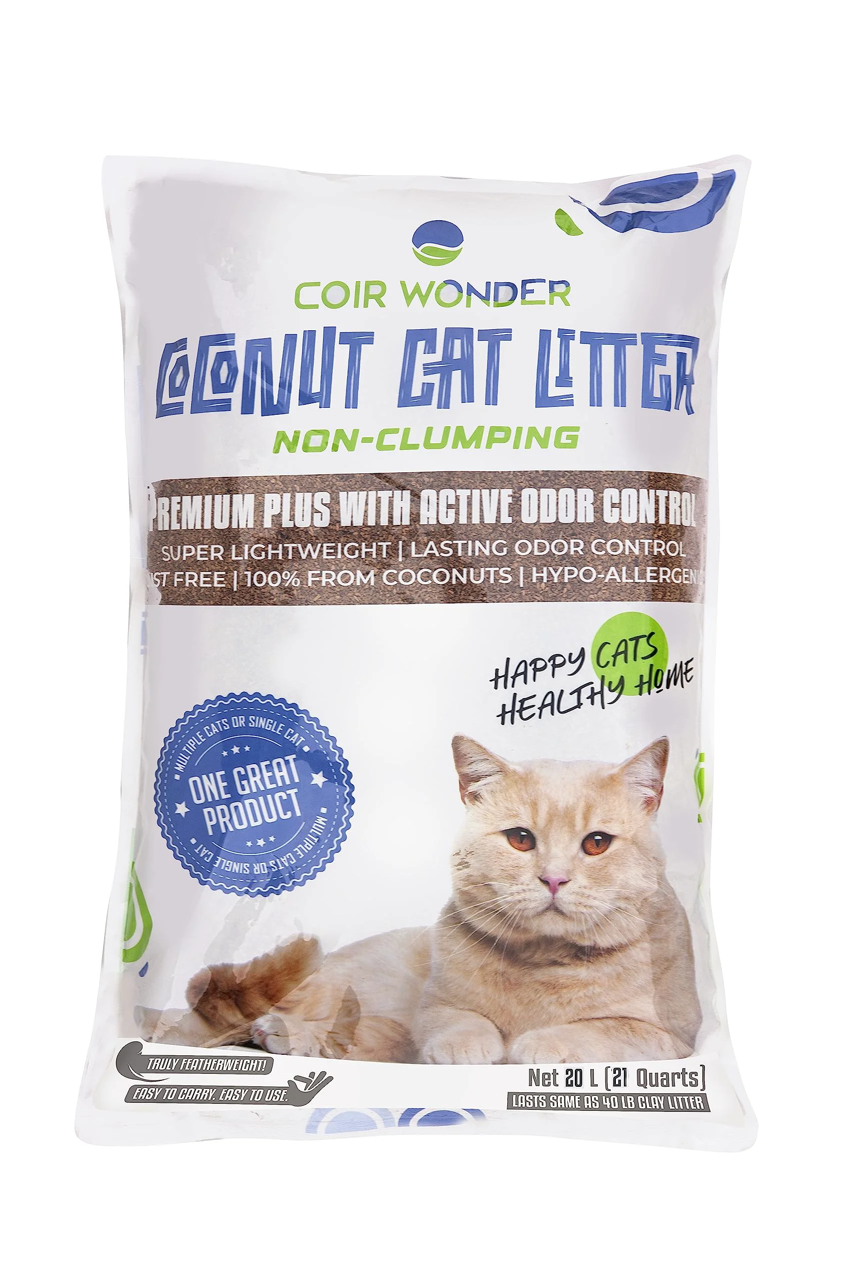 High-Performance Coir Wonder Coconut Husk Cat Litter – Lightweight Natural Non-Clumping Biodegradable Verified