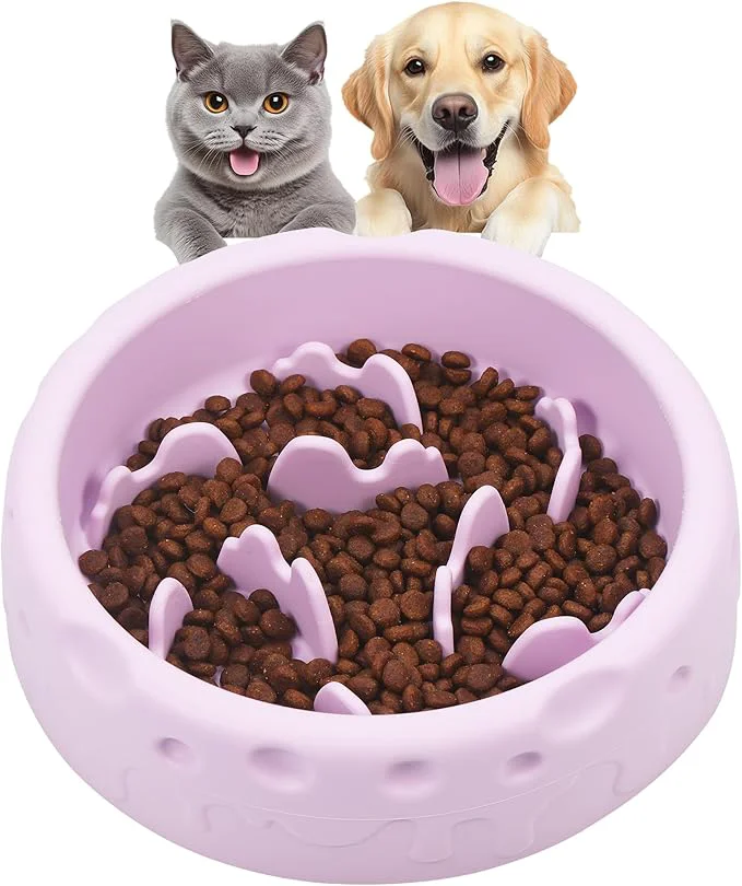 Recyclable Slow Feeder Dog Bowls Silicone Large Dog Plates for Food with Non-Slip Cats Eating Dogs Bowl with Spiral Maze Design Dogs Food Slow Feeder Bowl Dishes for Indoor and Outdoor Purple About ThisOverview Detailed