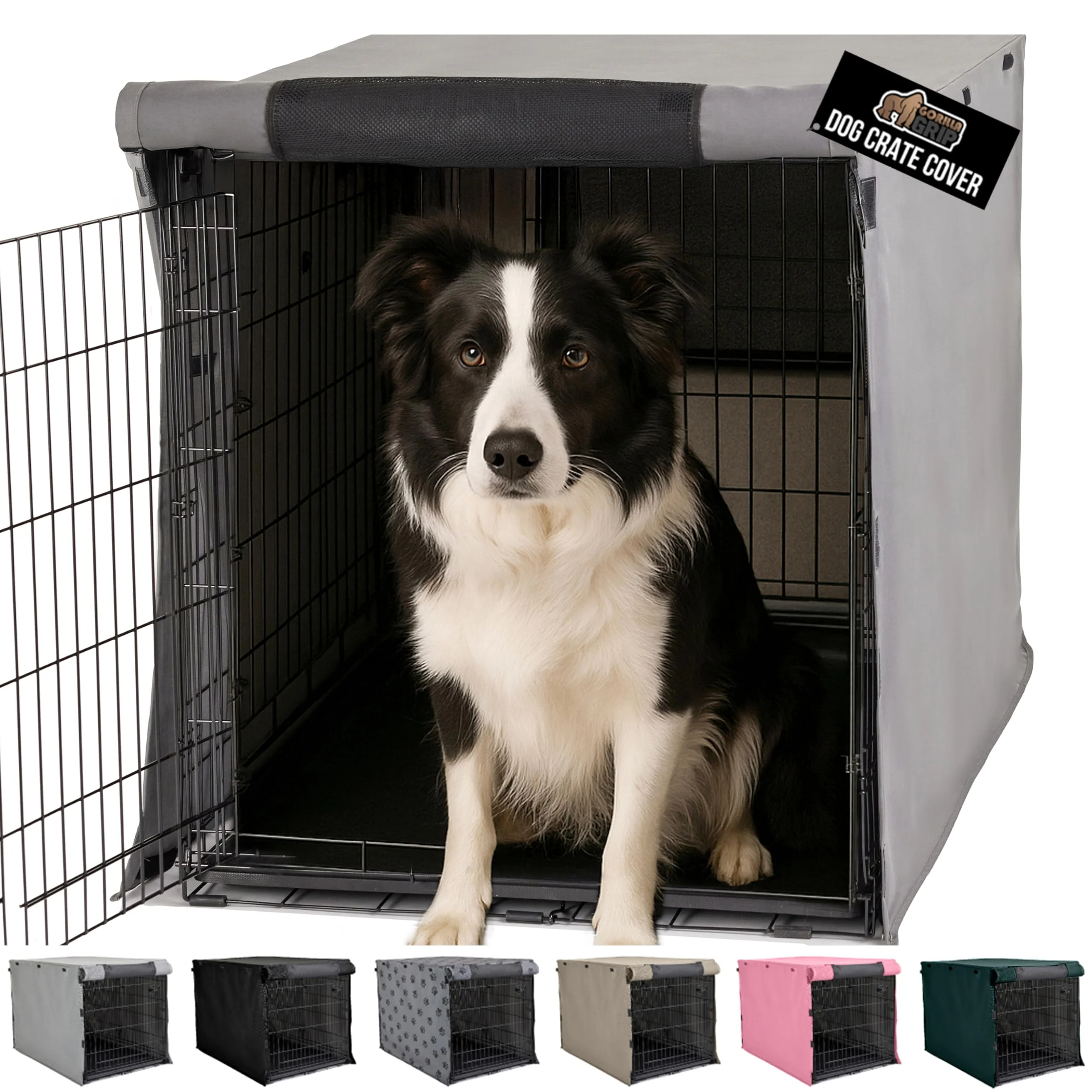Dependable GORILLA GRIP 36-Inch Dog Crate Cover – All-Sides Open Privacy Breathable Mesh Gray Certified