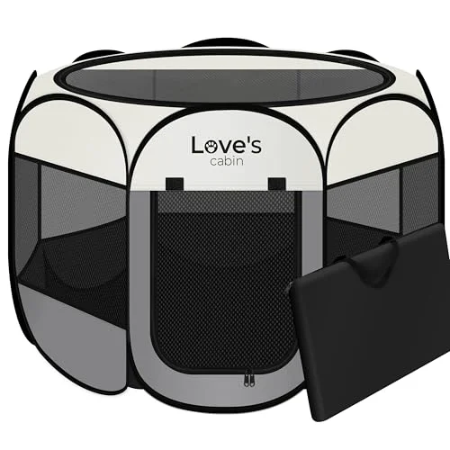 Lightweight Love's cabin Pet Playpen – Portable 8-Panel Indoor Outdoor Kennel Medium Grey Superior
