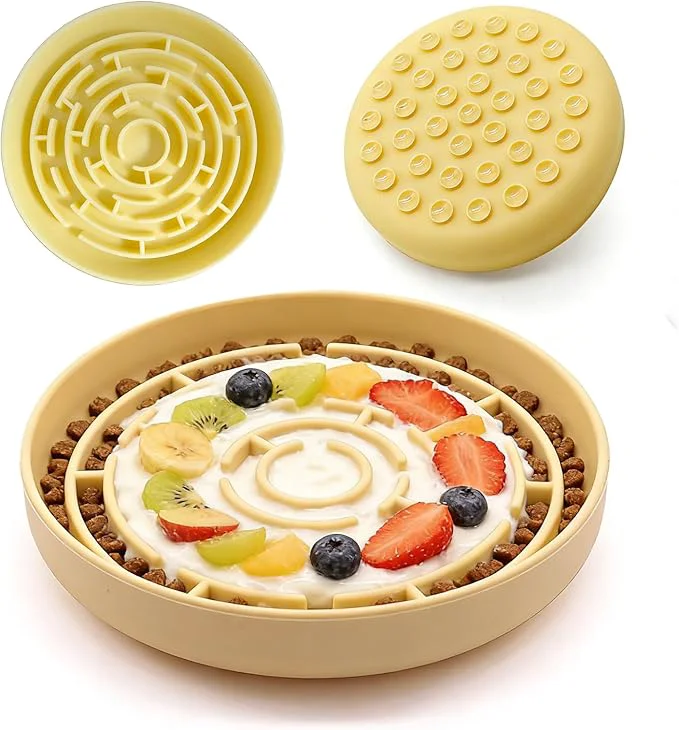 World-Class Silicone Slow Feeder Bowl with Non-Slip Suction Cups Anti-Choking Puppy Puzzle Bowl Slows Down Eating Speed Relieves Anxiety Suitable for S M Sized Dogs and Cats YellowAbout ThisOverview Top-Quality
