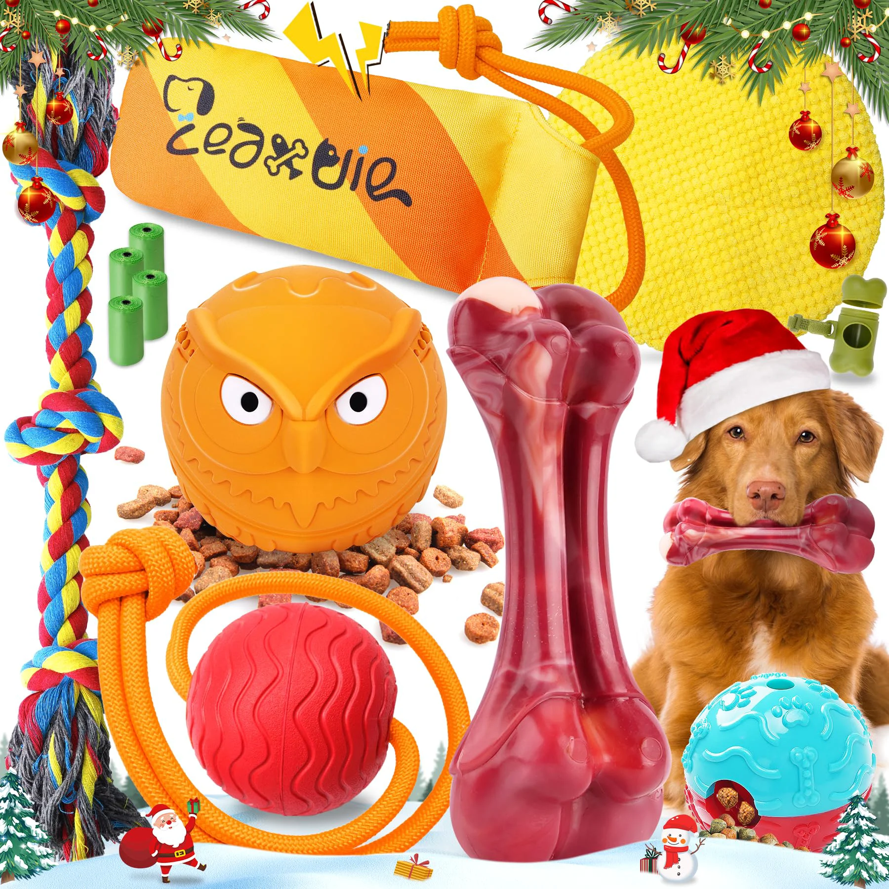 First-Class Zeaxuie 12 Pack Heavy-Duty Dog Chew Toys for Aggressive Chewers Rope Squeaky Indestructible Bone Clean
