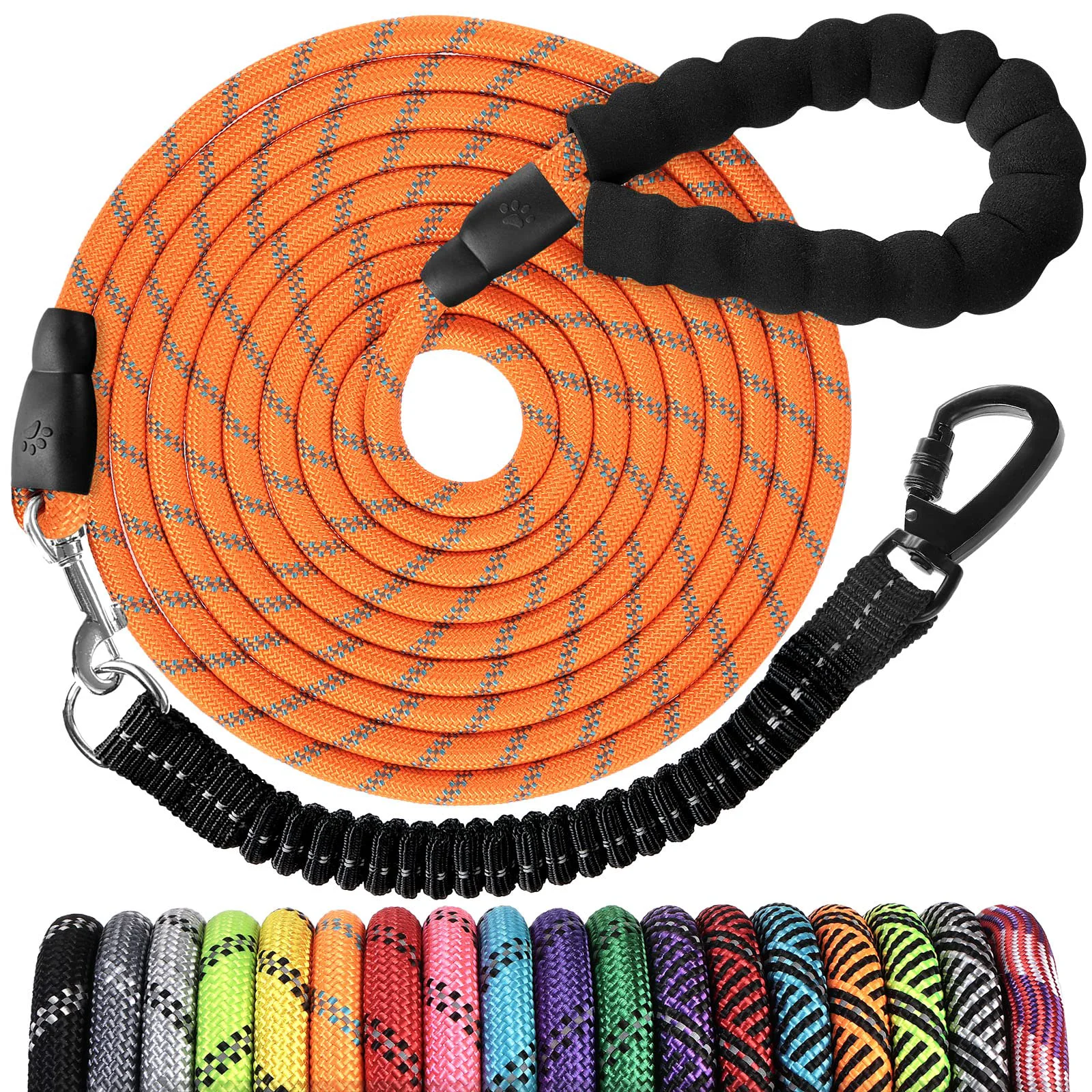 Elegant Jenico Long Dog Leash 50ft – Heavy-Duty Nylon Reflective Padded Handle Swivel Hook Optimized