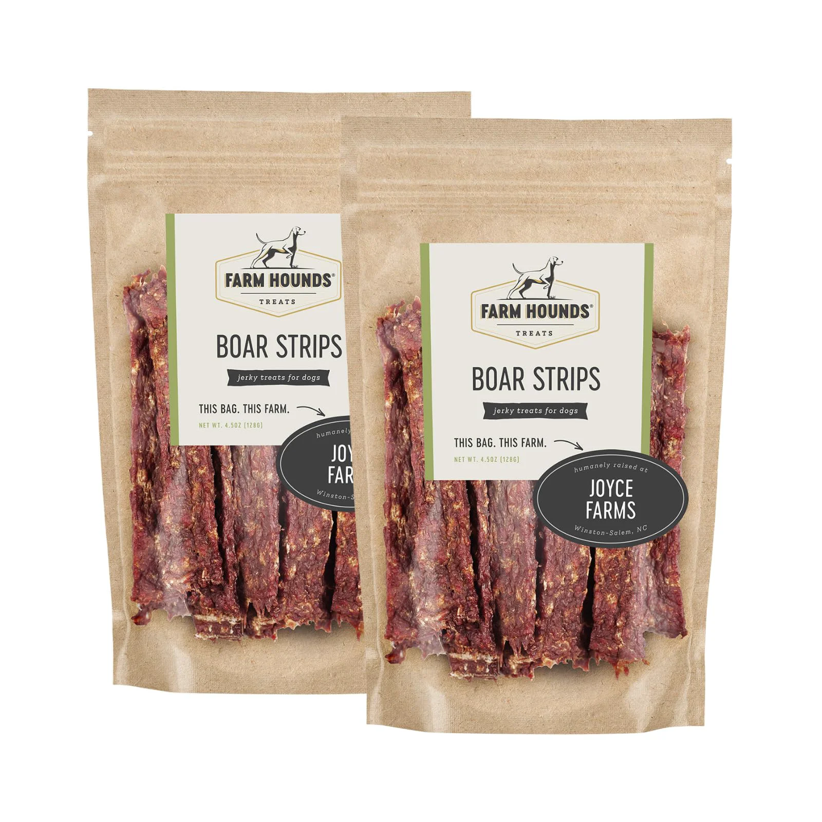Efficient Farm Hounds Boar Strips - Premium Natural Jerky for Dogs - 2 Pack 4.5 oz - USA Made Proven