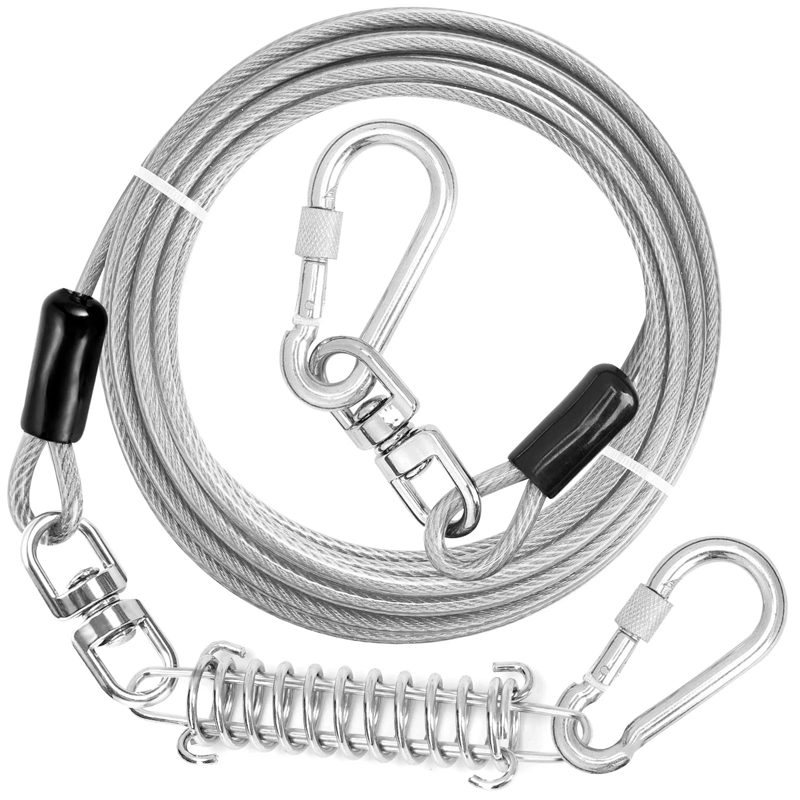Recyclable jenico Dog Tie Out Cable — Heavy-Duty 10–150 ft Run with Swivel Hook Powerful
